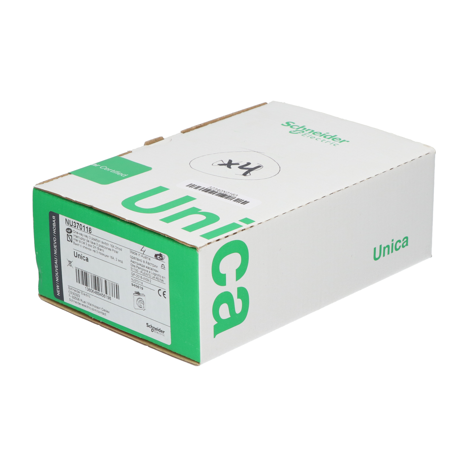 Schneider Electric NU370118 (4pcs) One-Way Key 3 Position Switch New NFP