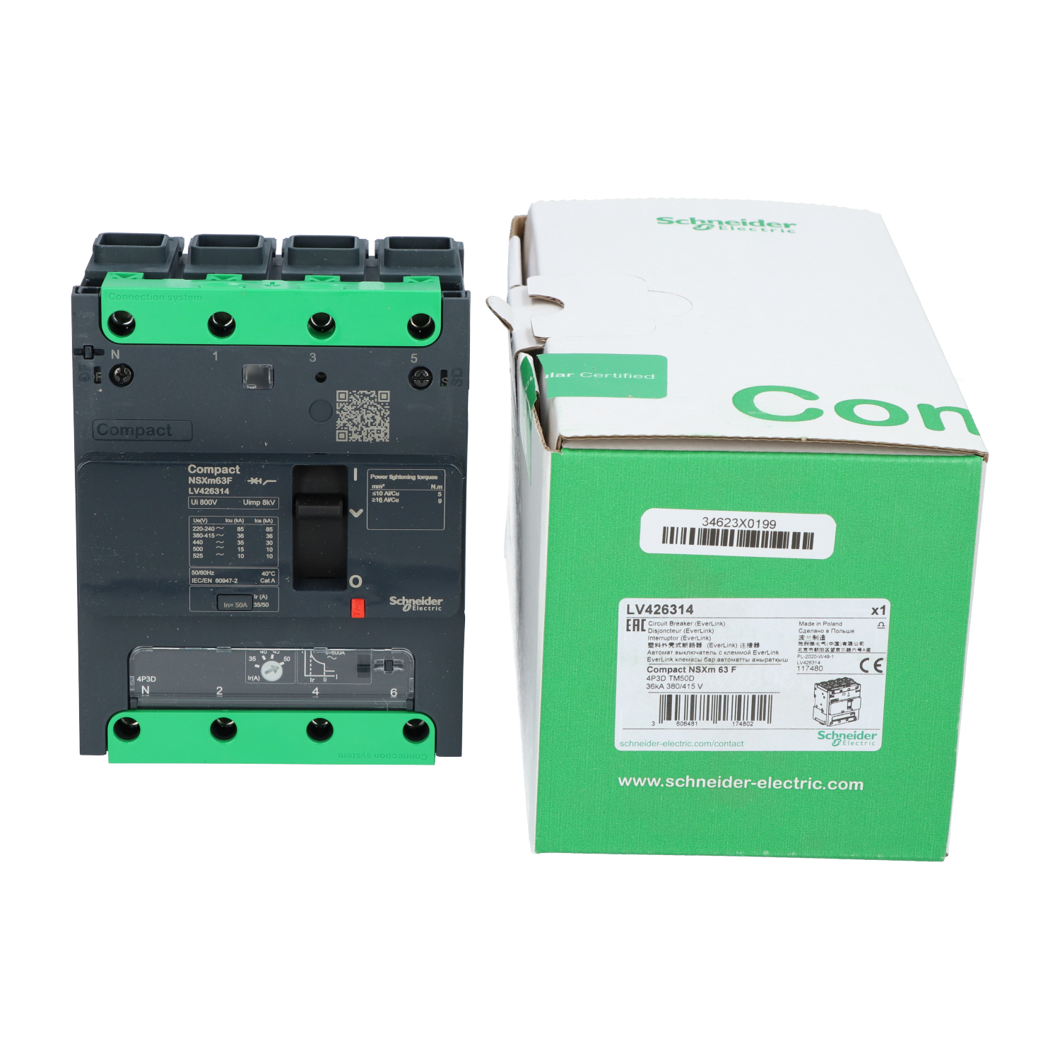 Schneider Electric LV426314 ComPact NSXm 4P Circuit Breaker New NFP