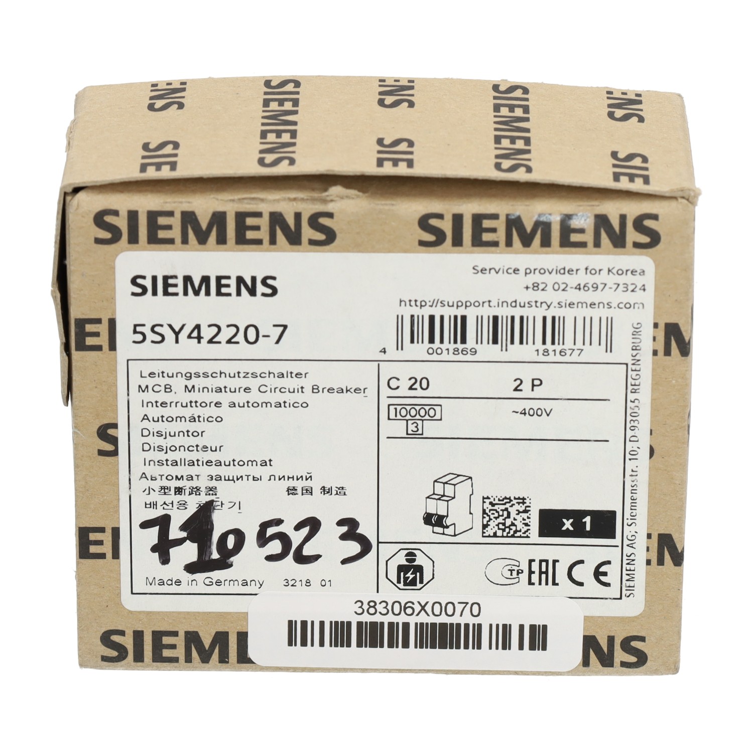 Siemens 5SY4220-7 Miniature Circuit Breaker 2P New NFP Sealed