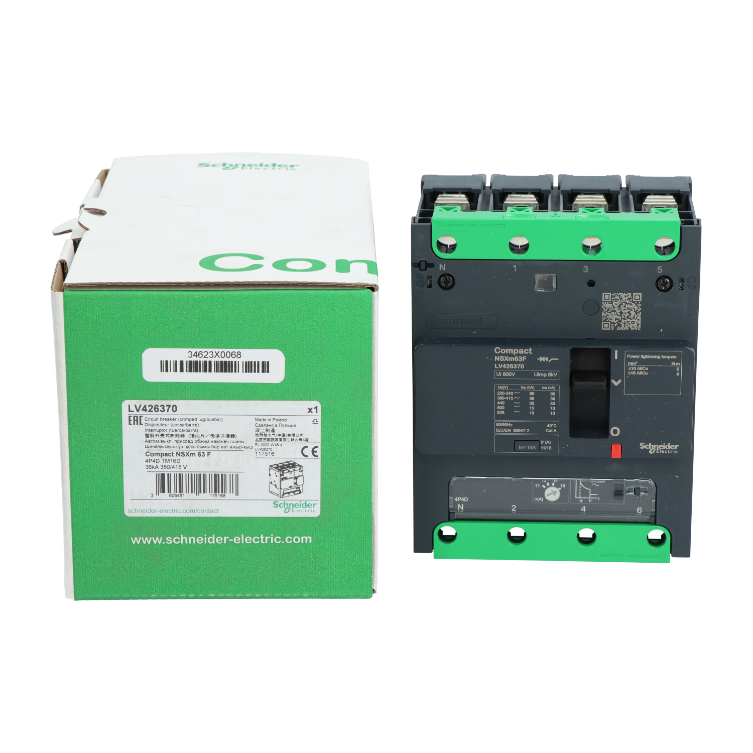Schneider Electric LV426370 ComPact NSXm 4P Circuit Breaker New NFP