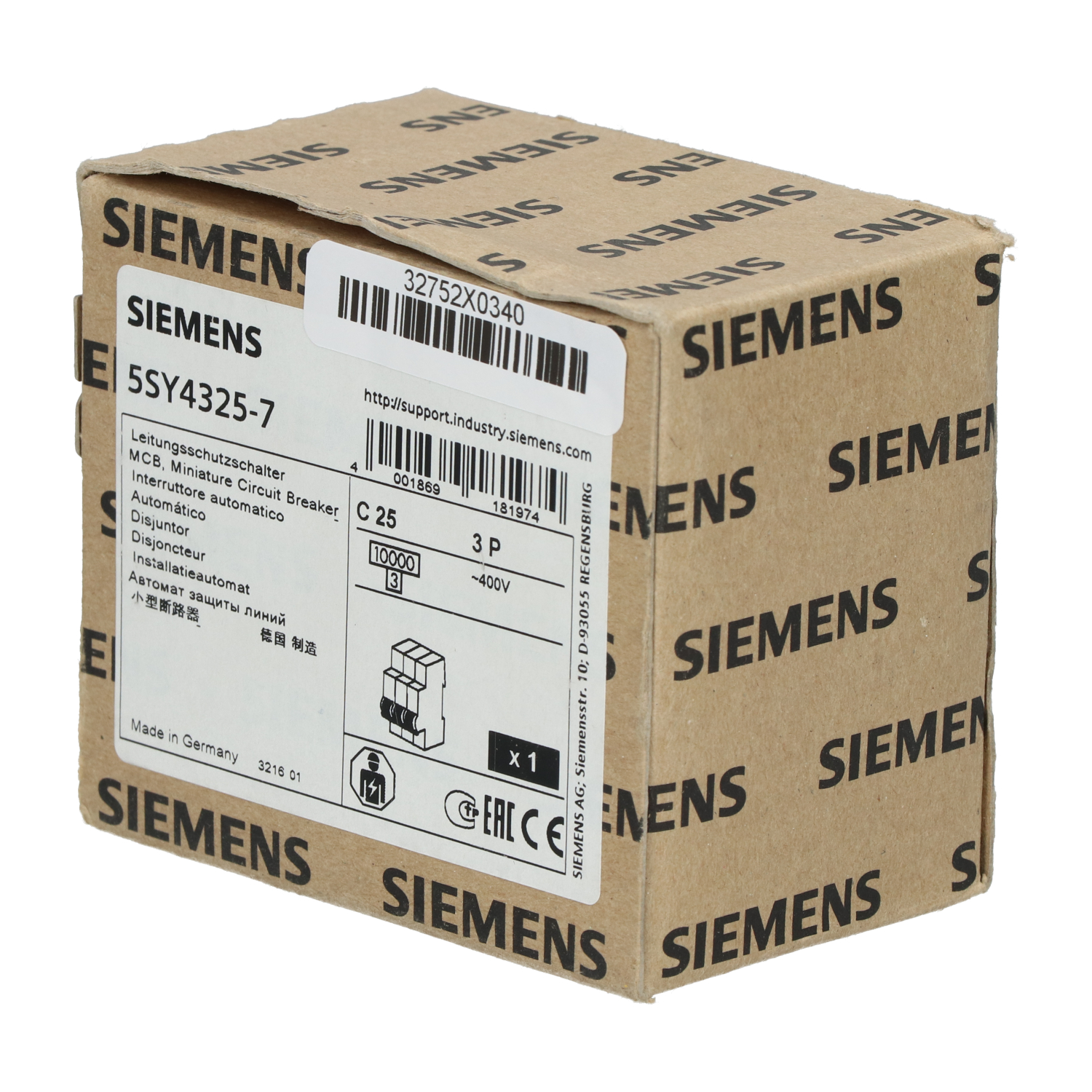 Siemens 5SY4325-7 Miniature Circuit Breaker 3P New NFP Sealed
