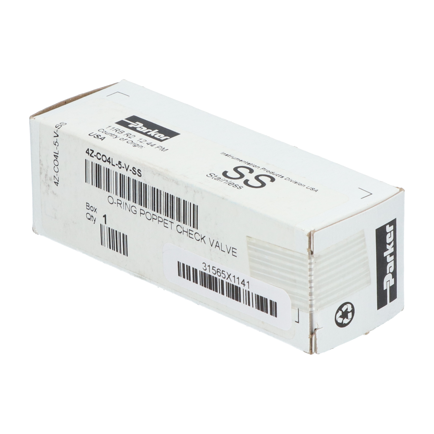 Parker 4Z-CO4L-5-V-SS O-Ring Poppet Check Valve New NFP Sealed