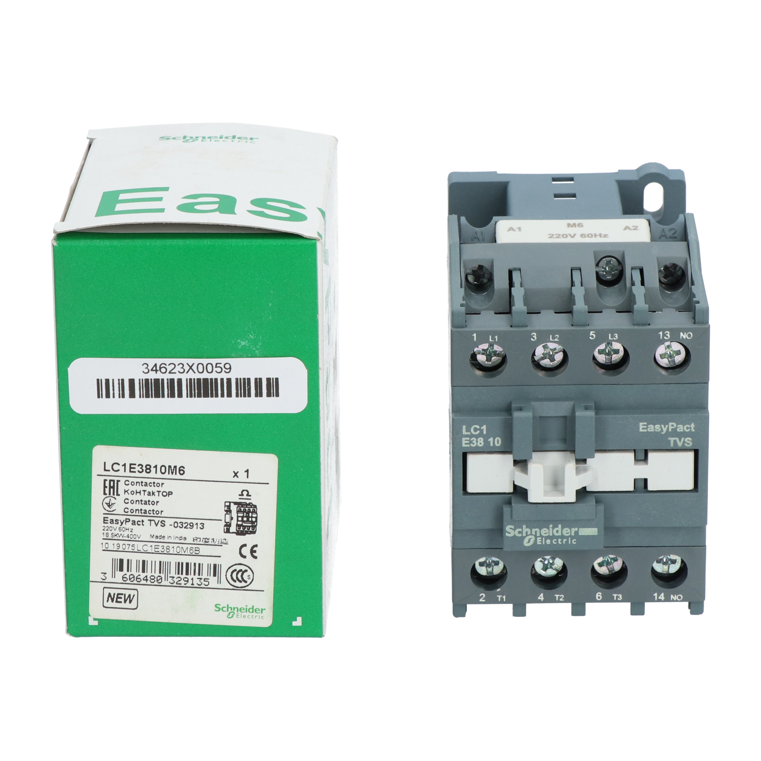 Schneider Electric LC1E3810M6 EasyPact TVS Contactor 3P (3NO) New NFP
