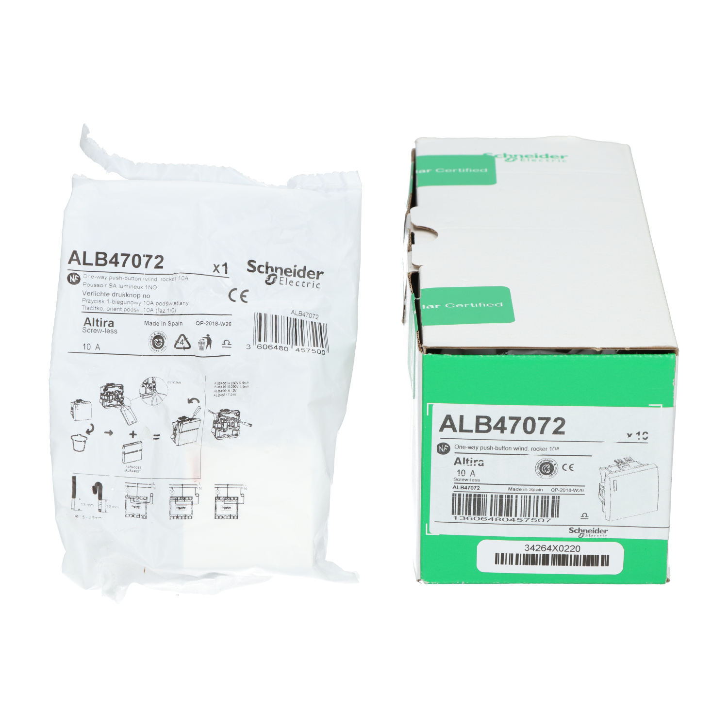 Schneider Electric ALB47072 Altira Push Button 10A New NFP Sealed (10pcs)