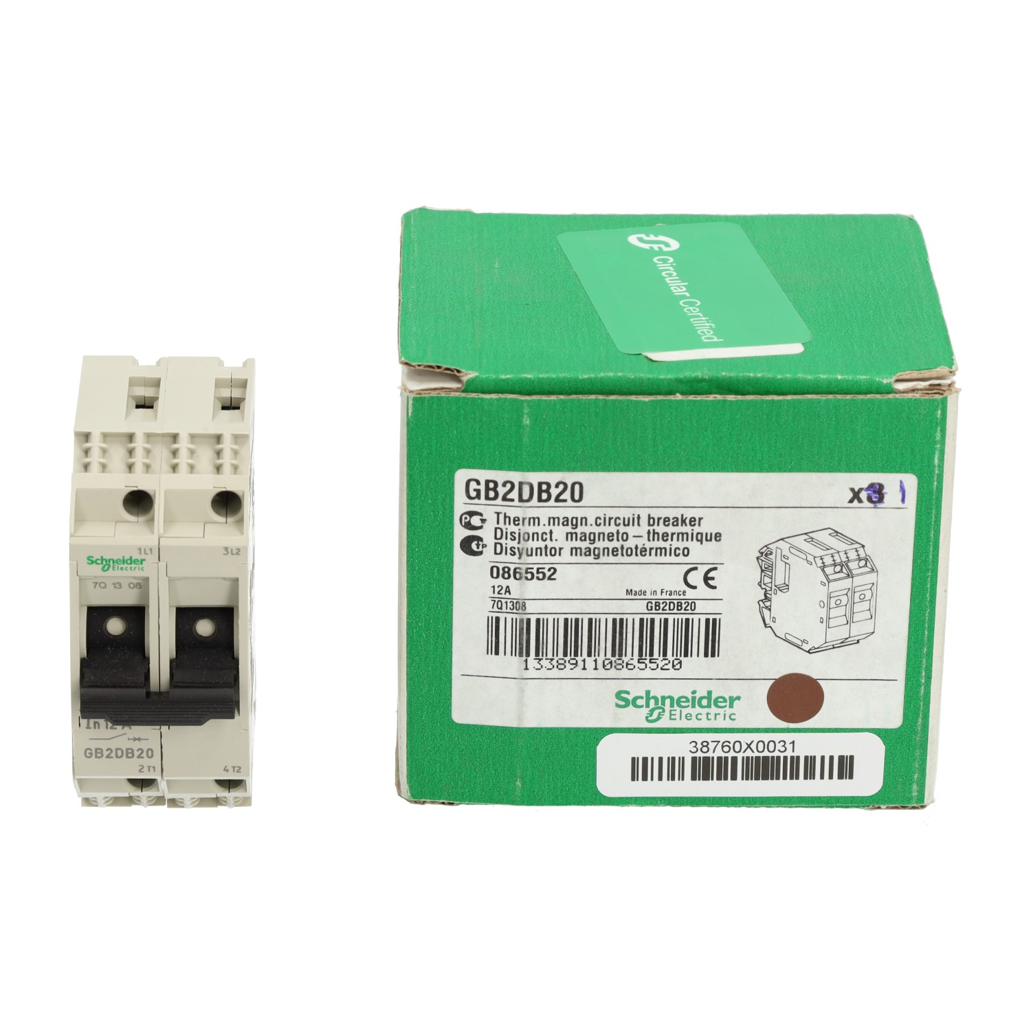 Schneider Electric GB2DB20 TeSys GB2 Circuit Breaker 2P New NFP