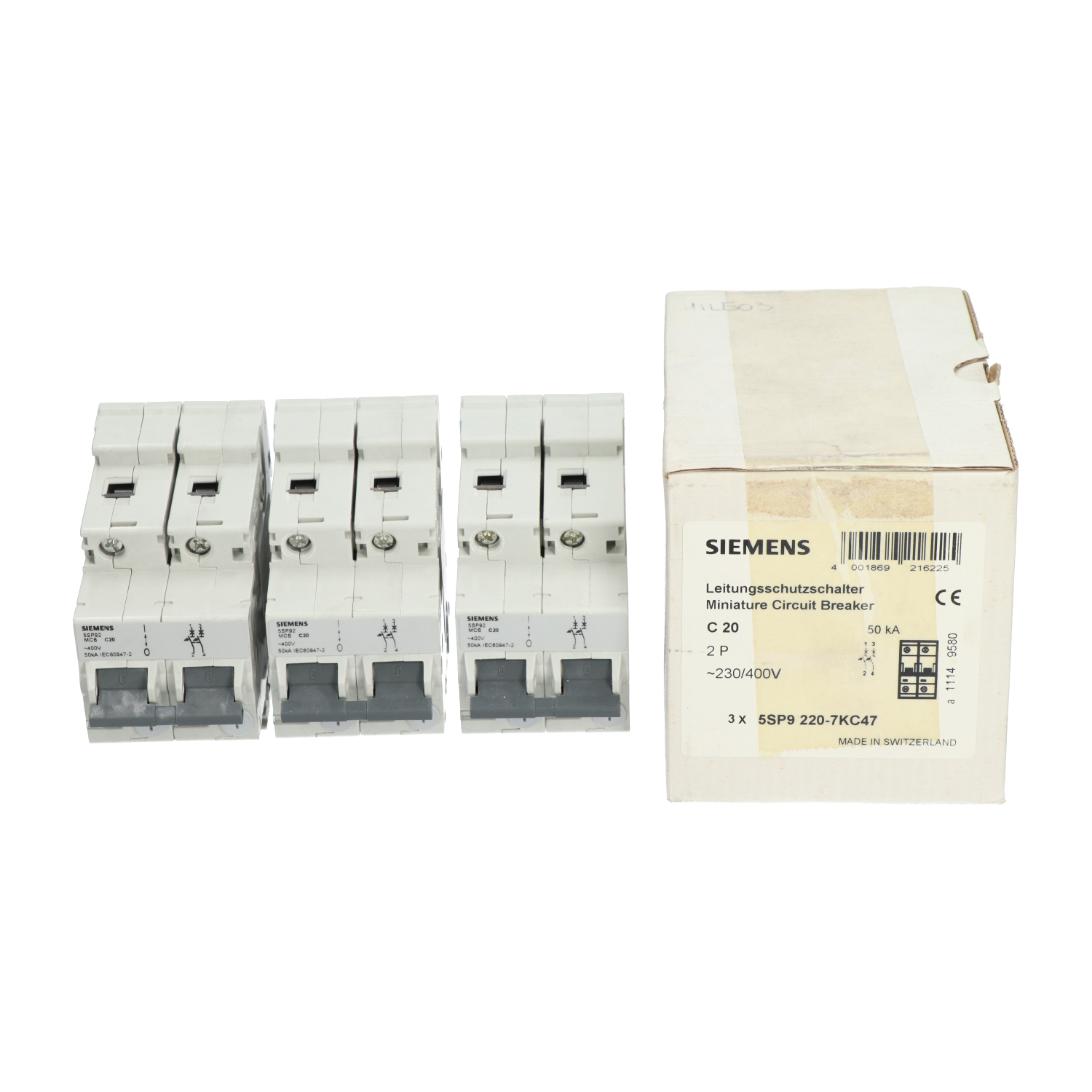 Siemens 5SP9220-7KC47 Miniature Circuit Breaker 2P New NFP (3pcs)