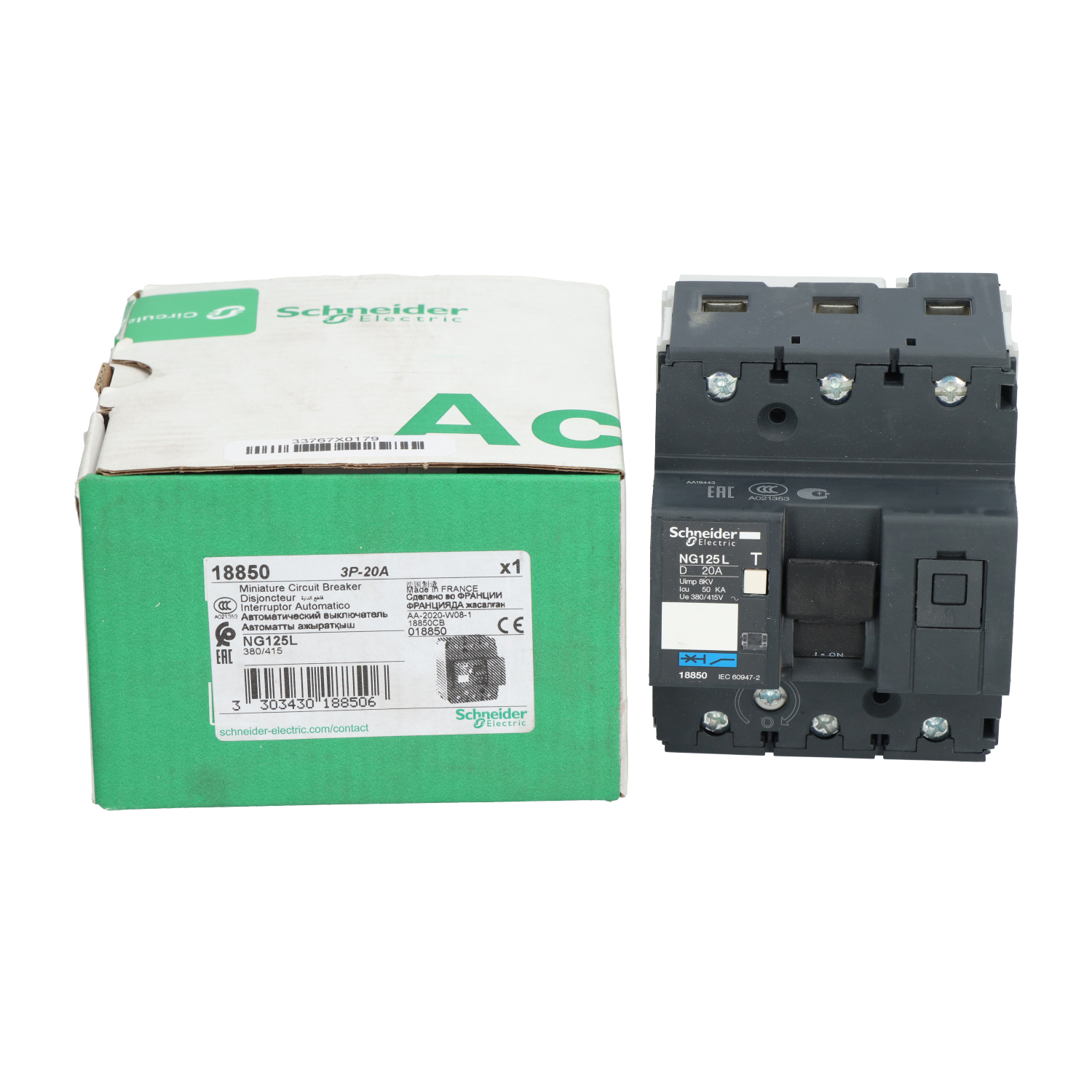 Schneider Electric 18850 Miniature Circuit Breaker 3P, 20A New NFP