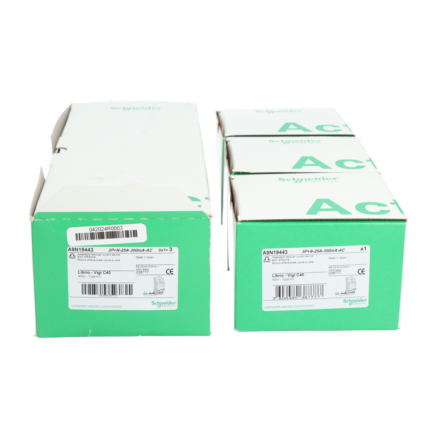 Schneider Electric A9N19443 Vigi Differential Block, 3P+N New NFP (3pcs)