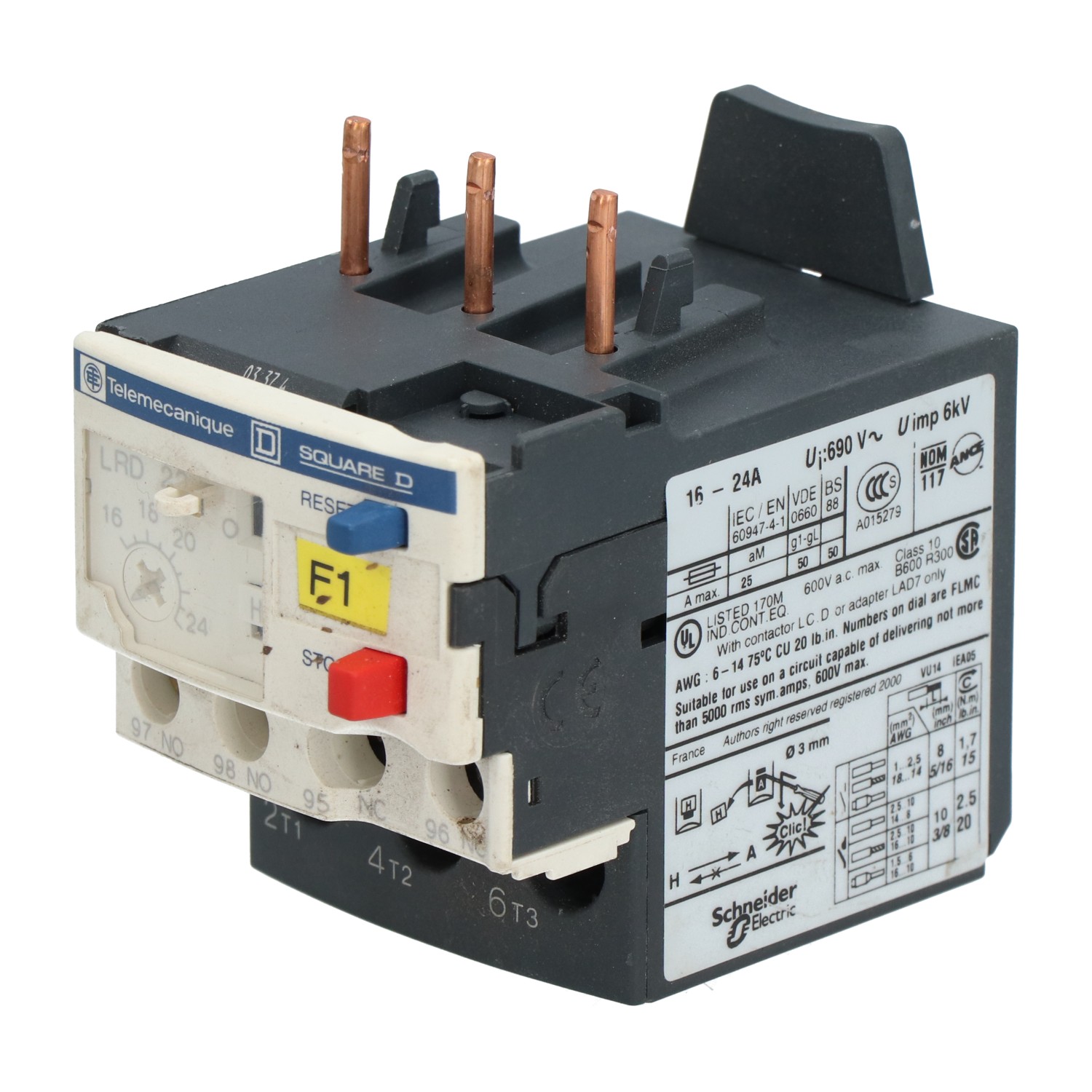 Telemecanique LRD22 TeSys Thermal Overload Relay Used UMP