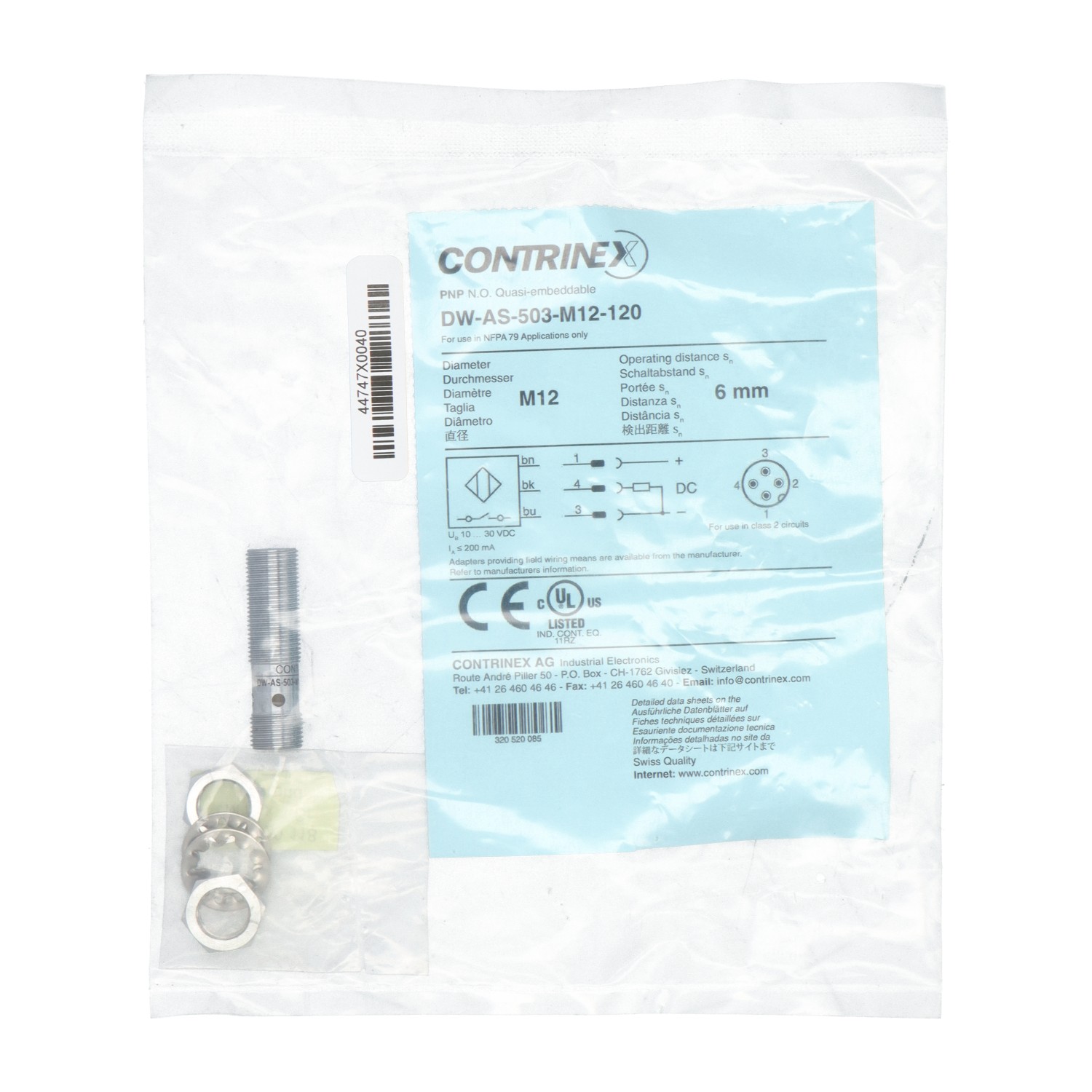 Contrinex DW-AS-503-M12-120 New NFP Sealed