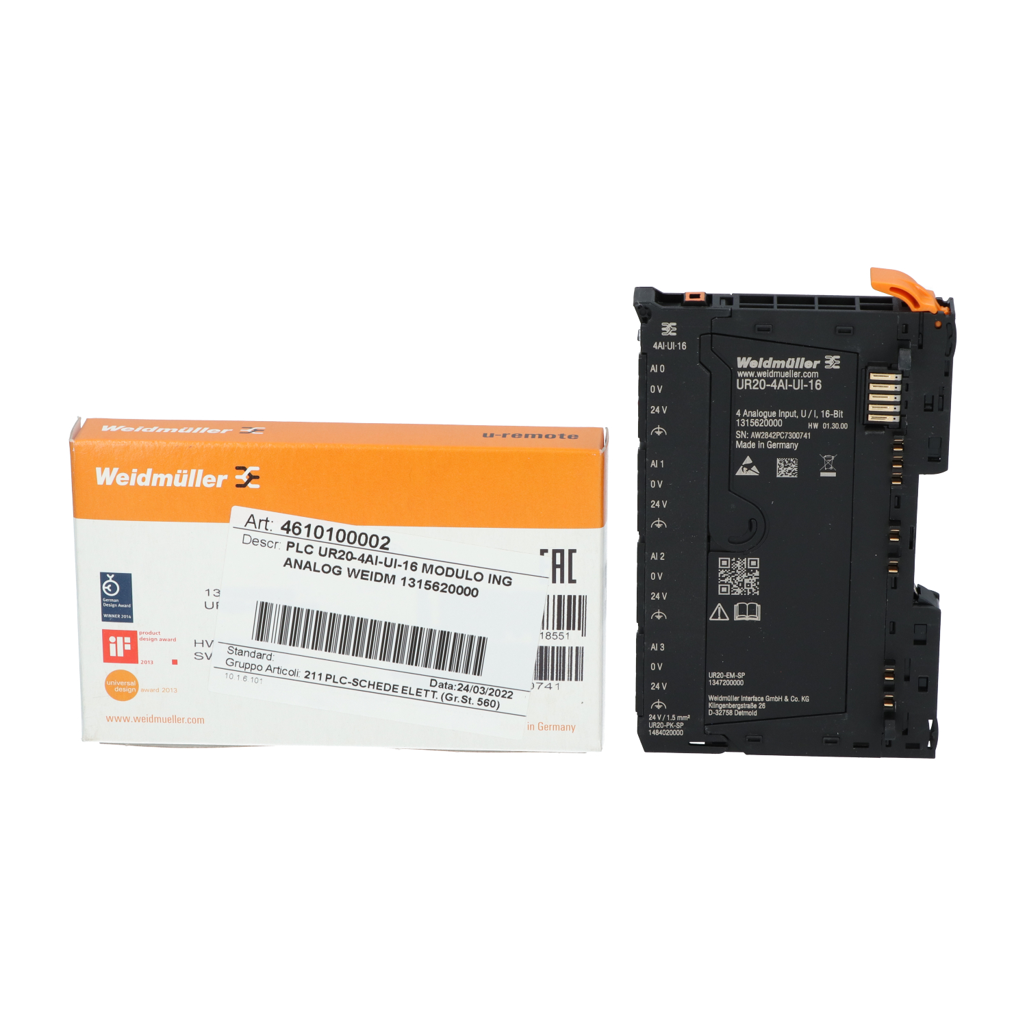 Weidmuller 1315620000 UR20-4AI-UI-16 Remote I/O Module 4CH New NFP