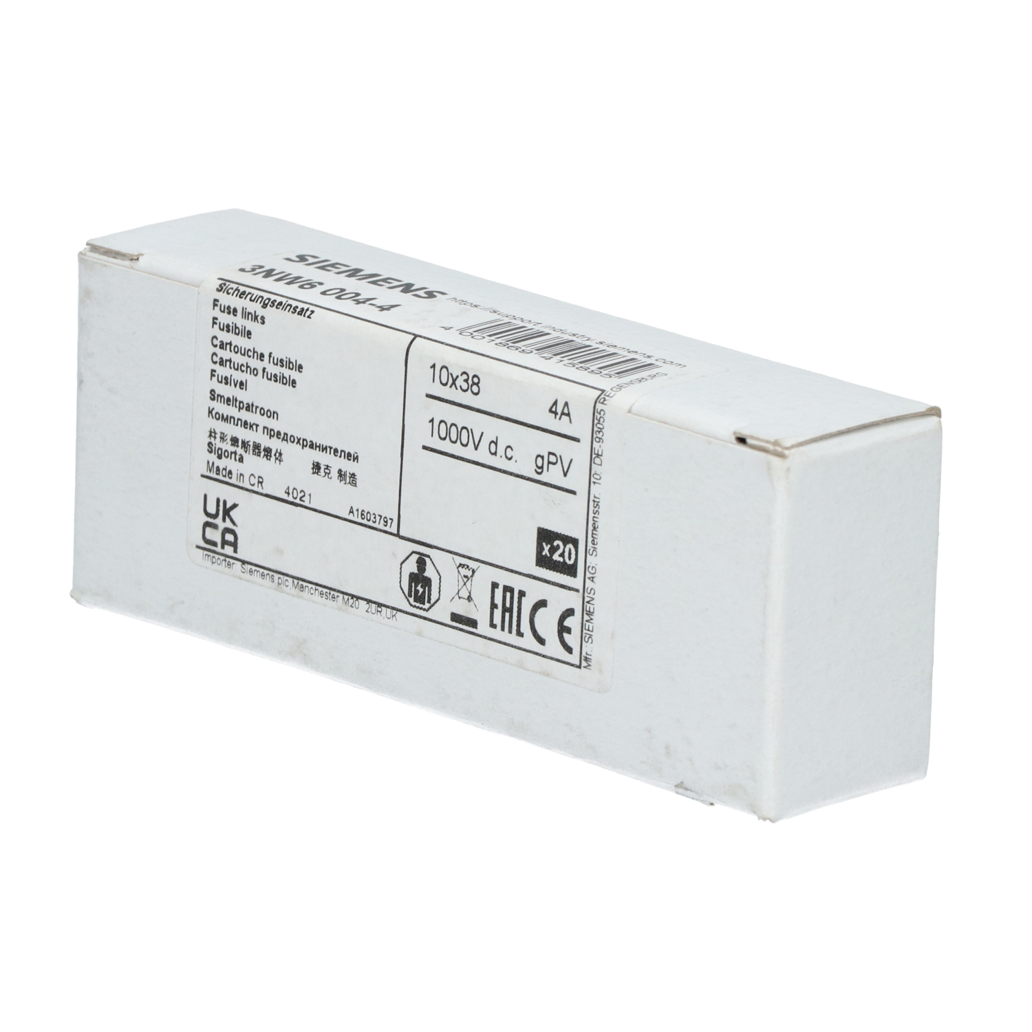 Siemens 3NW6004-4 Cylindrical Fuse Link New NFP Sealed (20pcs)