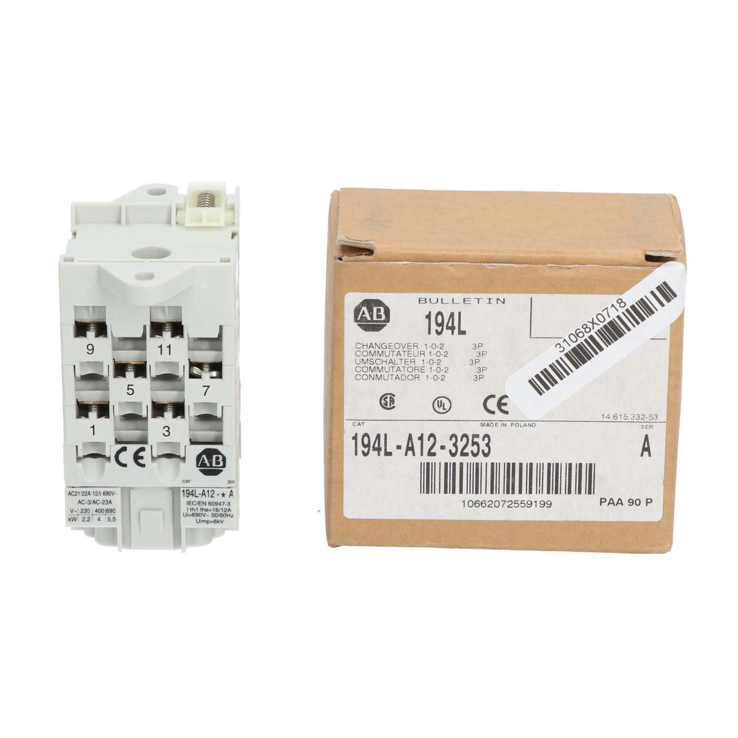Allen-Bradley 194L-A12-3253 Control And Load Switch  New NFP