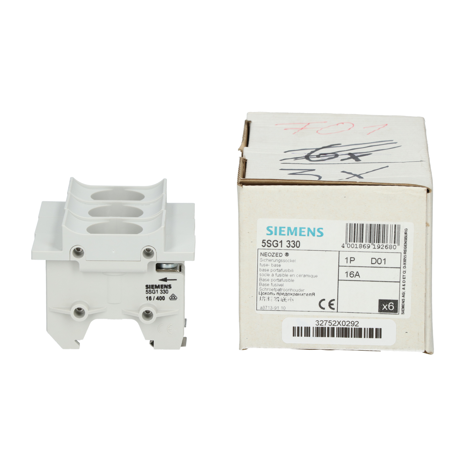 Siemens 5SG1330 NEOZED Fuse Base New NFP (3pcs)