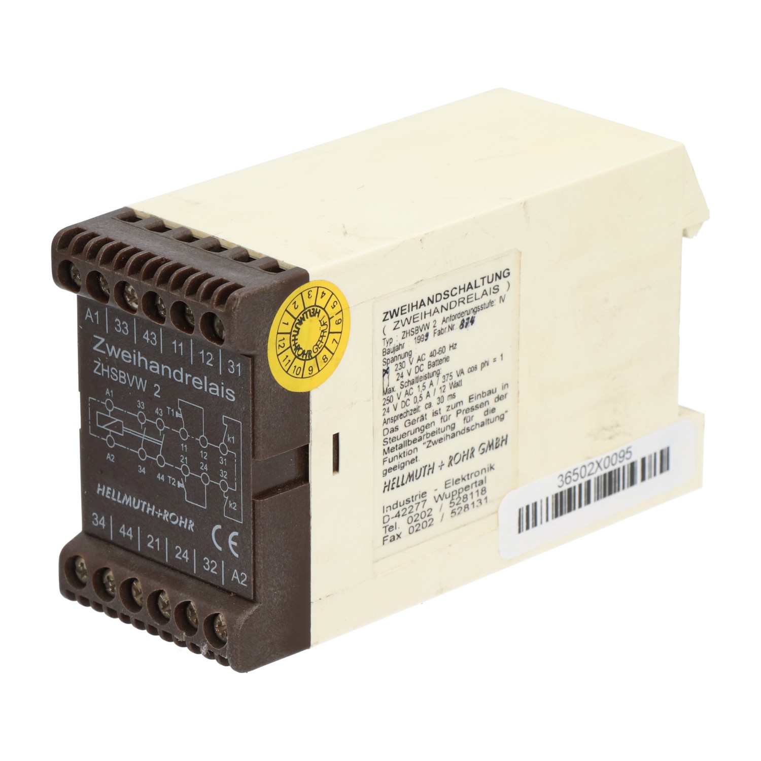 Hellmuth+Rohr ZHSBVW2 Relay Used UMP