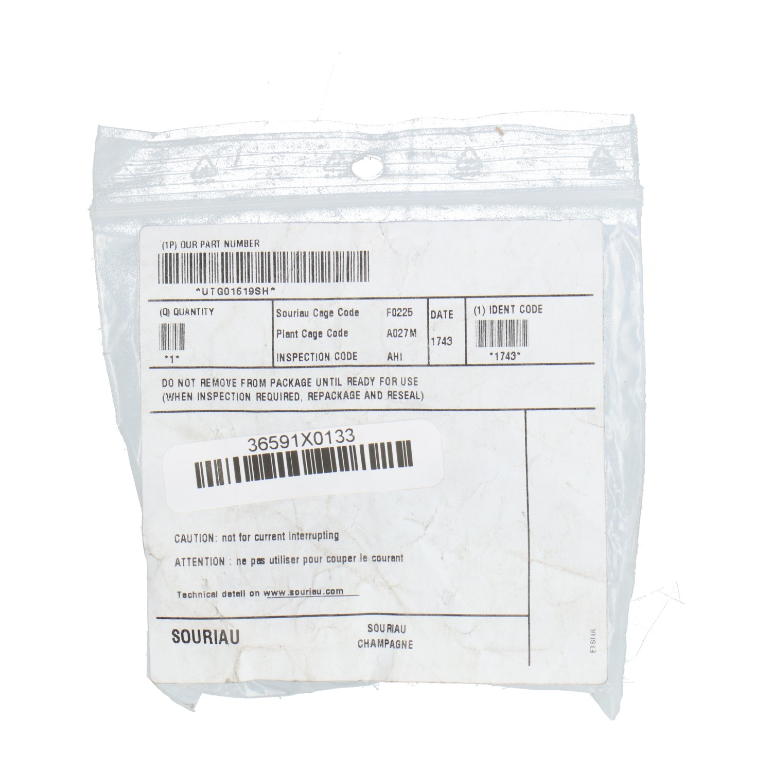 Souriau UTG01619SH Connector New NFP