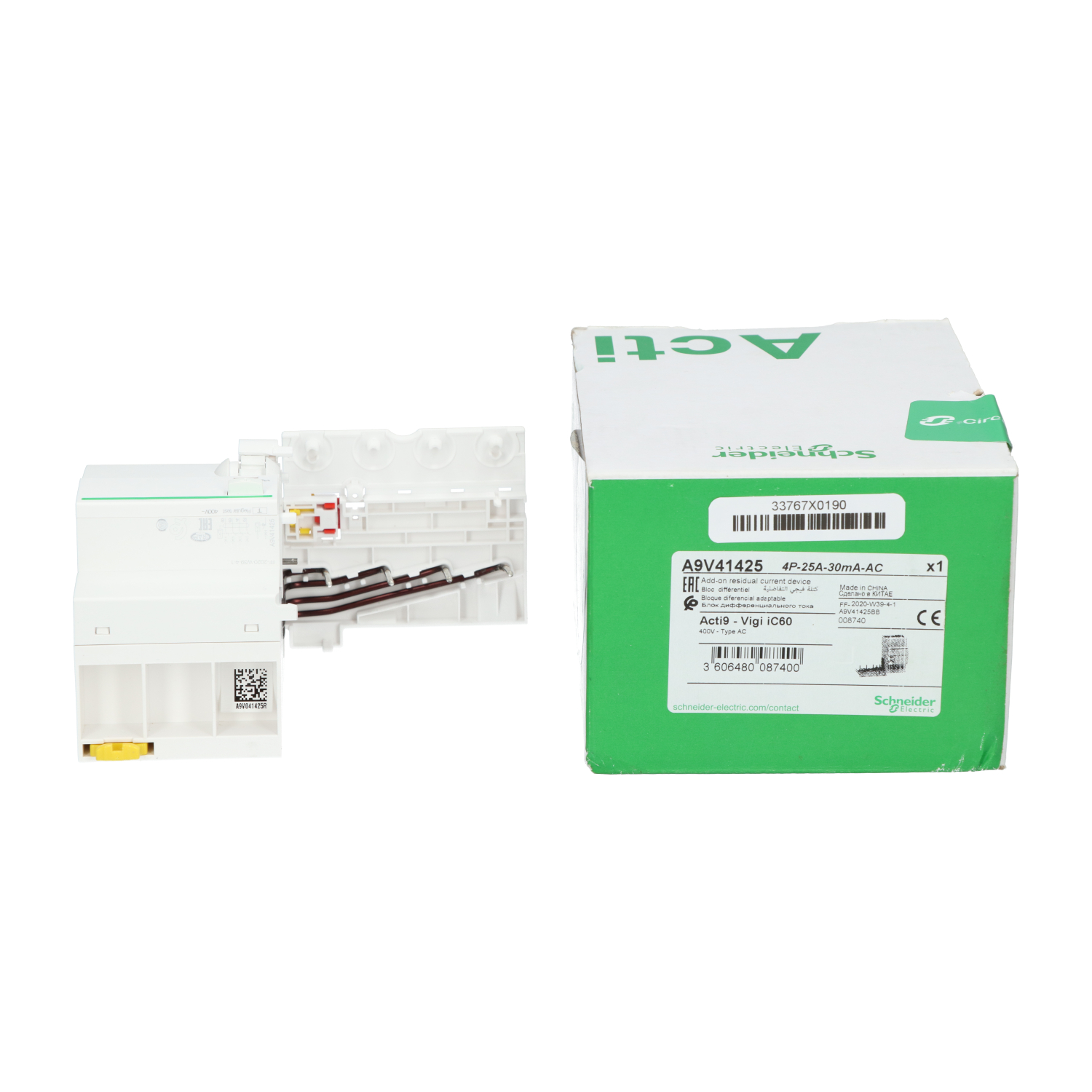 Schneider Electric A9V41425 Earth Leakage Add-on Block 4P, 25A New NFP