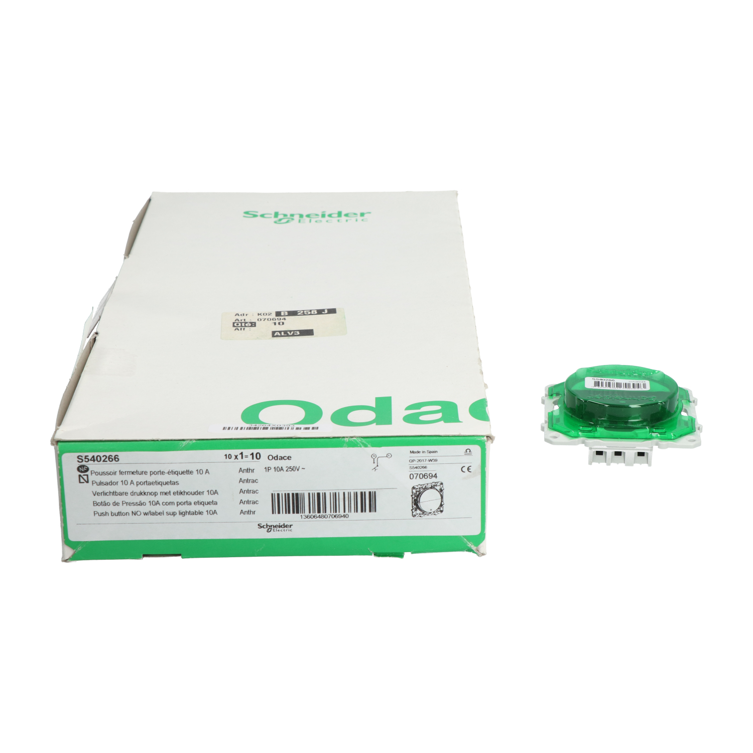 Schneider Electric S540266 Odace Push Button New NFP (10pcs)