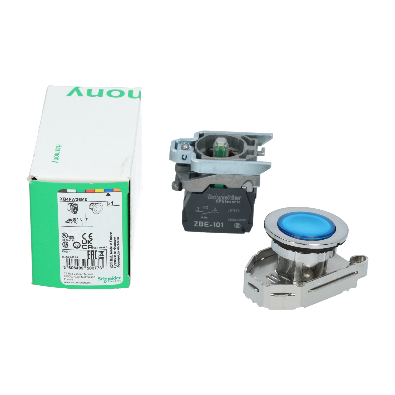 Schneider Electric XB4FW36M5 Illuminated Push Button Flush Mounted New NFP