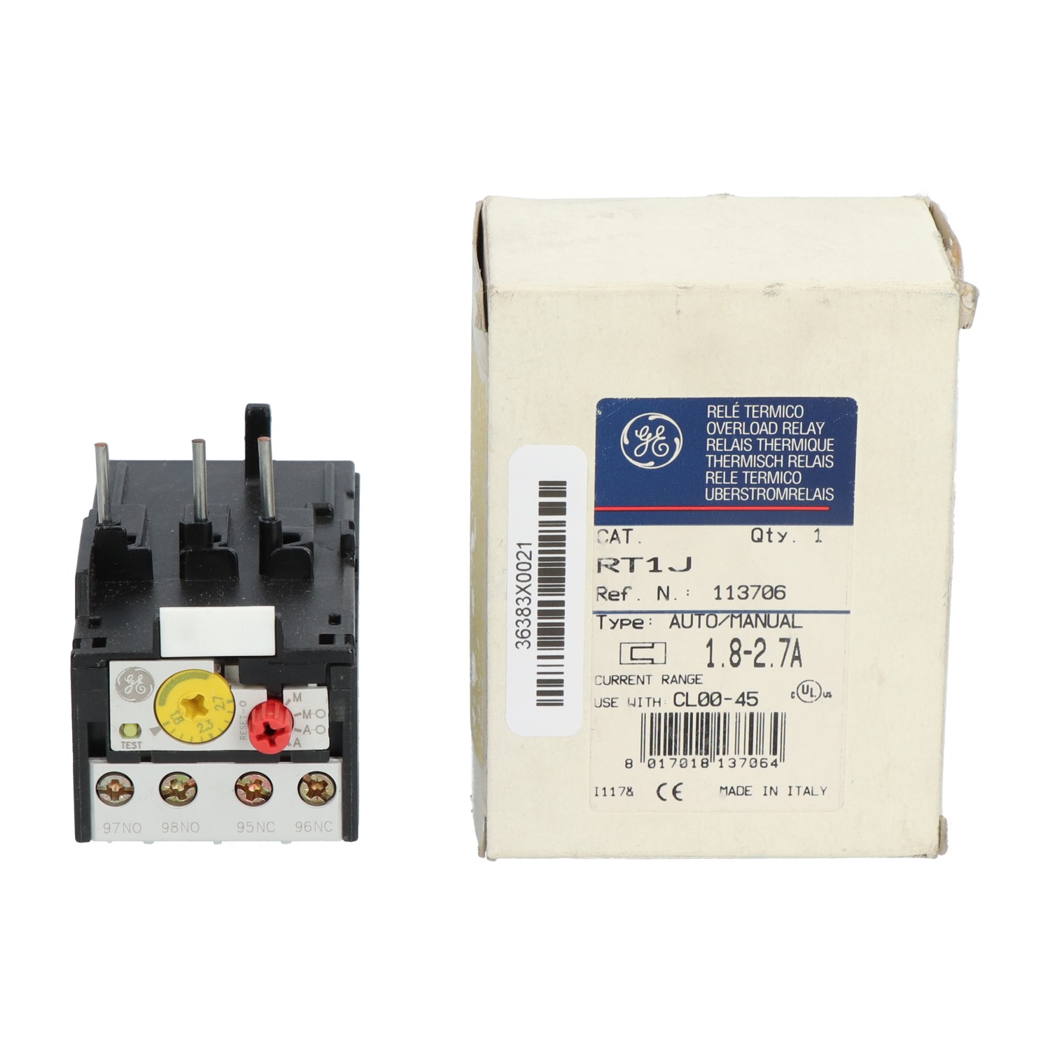 GE RT1J Relay 1.8-2.7A New NFP