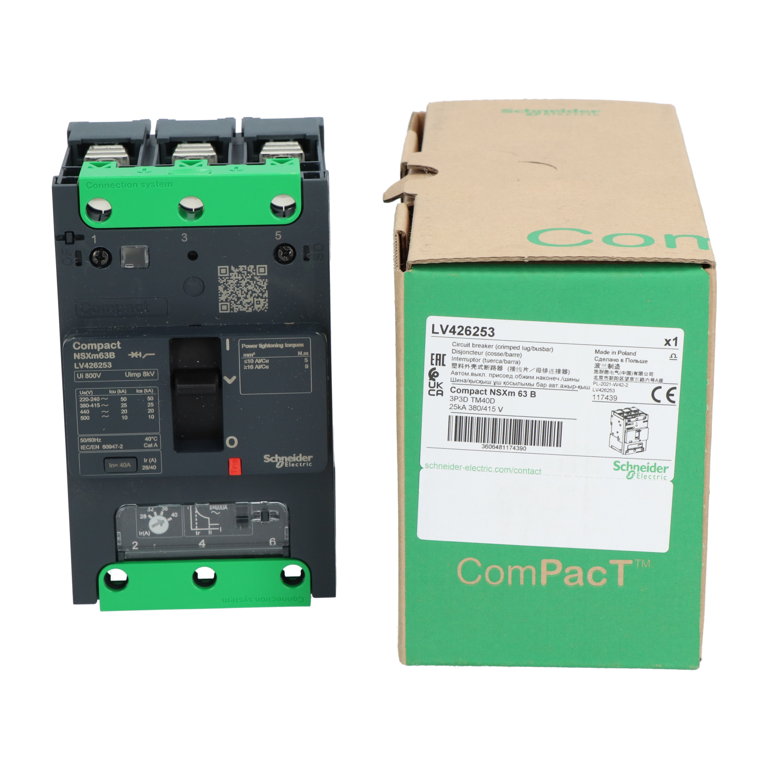 Schneider Electric LV426253 ComPact NSXm 3P Circuit Breaker New NFP