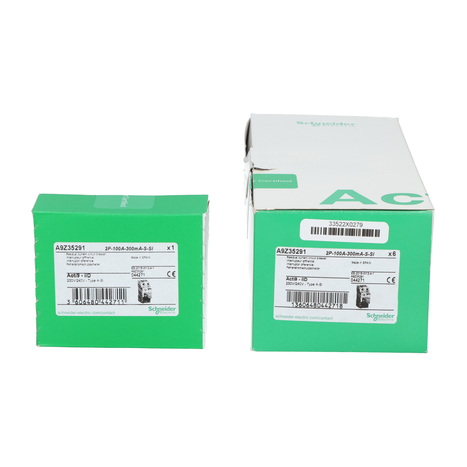 Schneider Electric A9Z35291 Acti9 iLD 2P 100A A-SI-type RCCB New NFP (6pcs)