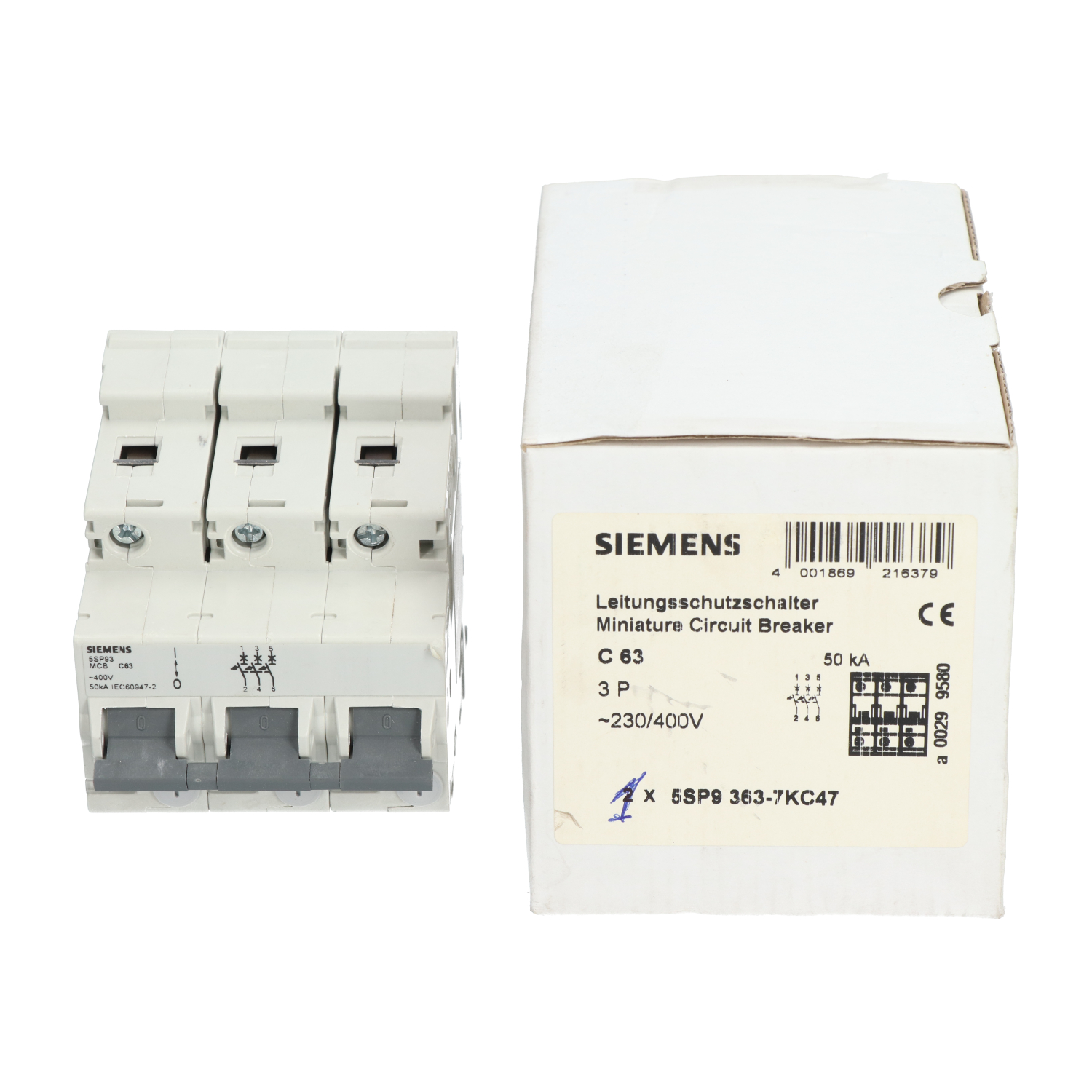 Siemens 5SP9363-7KC47 Miniature Circuit Breaker 3P New NFP