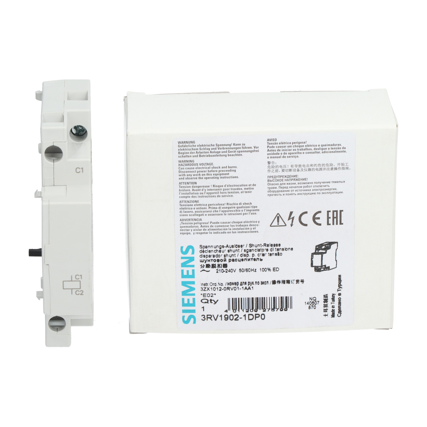 Siemens 3RV1902-1DP0 Shunt Release 210-240 V AC New NFP