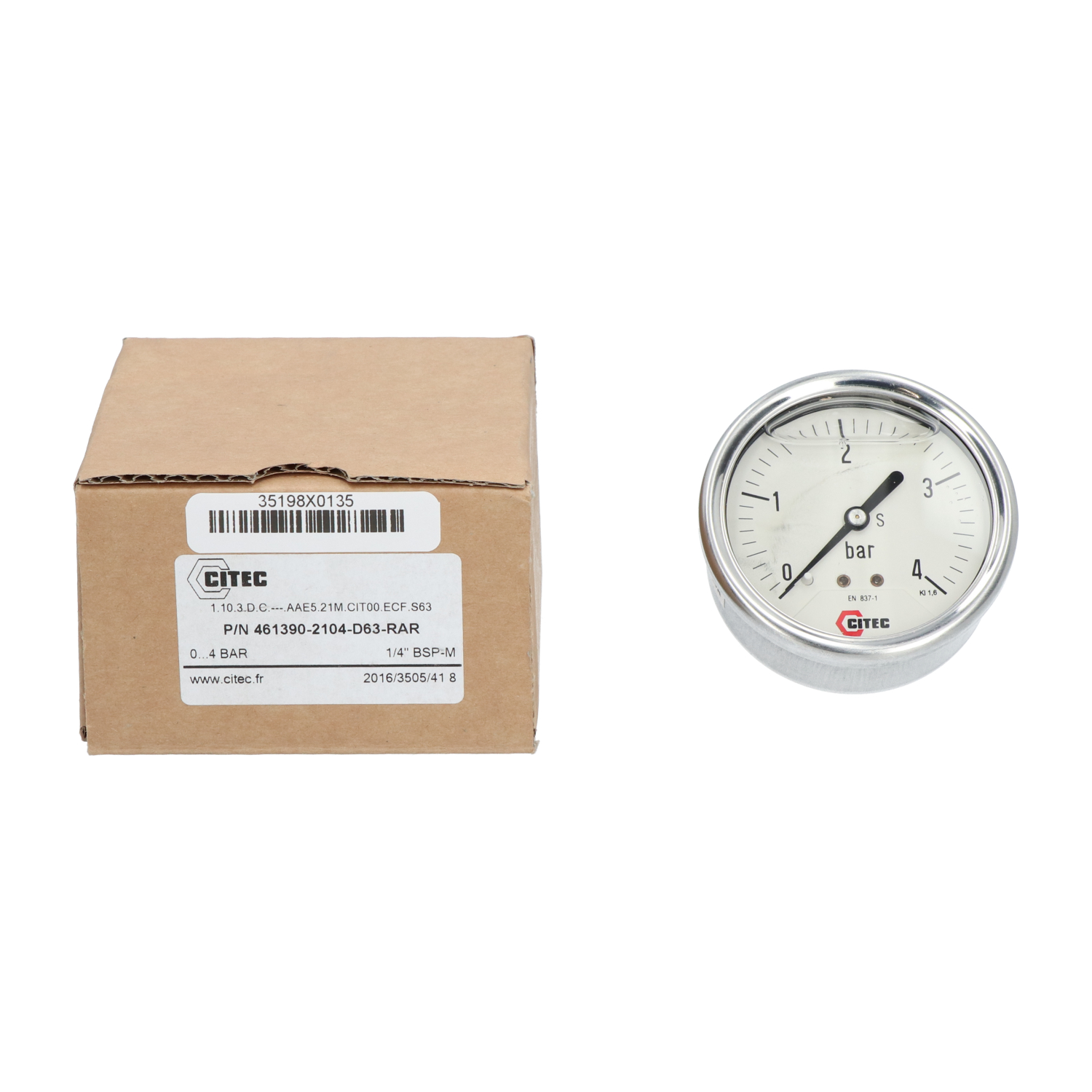 Citec 461390-2104-D63-RAR Pressure Gauge New NFP