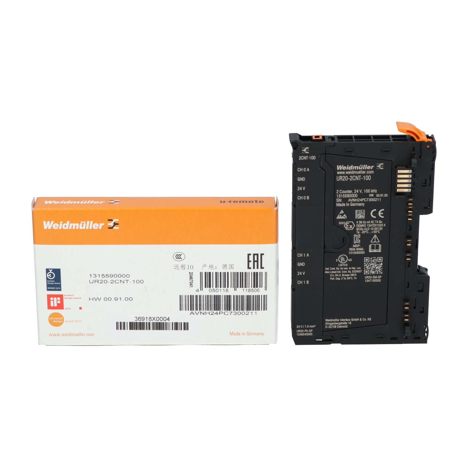 Weidmuller 1315590000 UR20-2CNT-100 Remote I/O Module New NFP