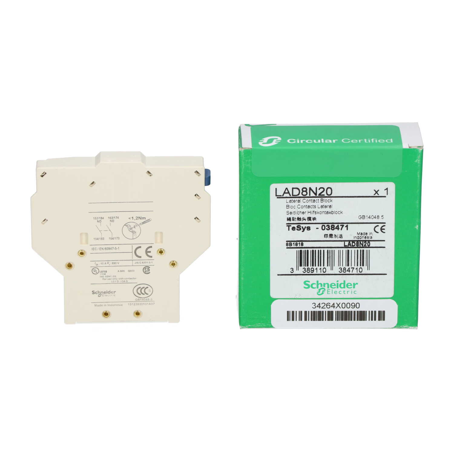 Schneider Electric LAD8N20 Lateral Contact Block New NFP