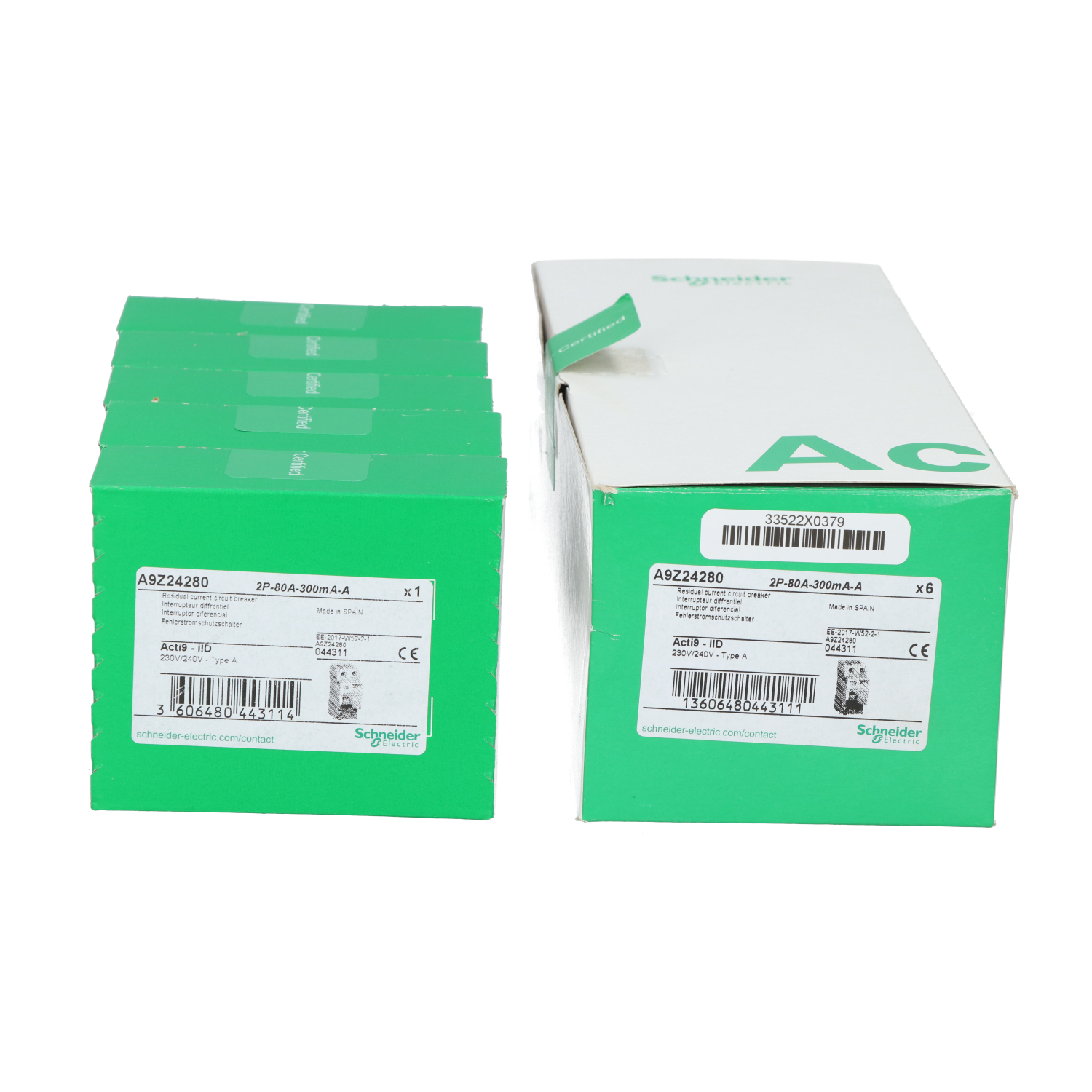 Schneider Electric A9Z24280 Acti9 iLD 2P 80A A-type RCCB New NFP (5pcs)