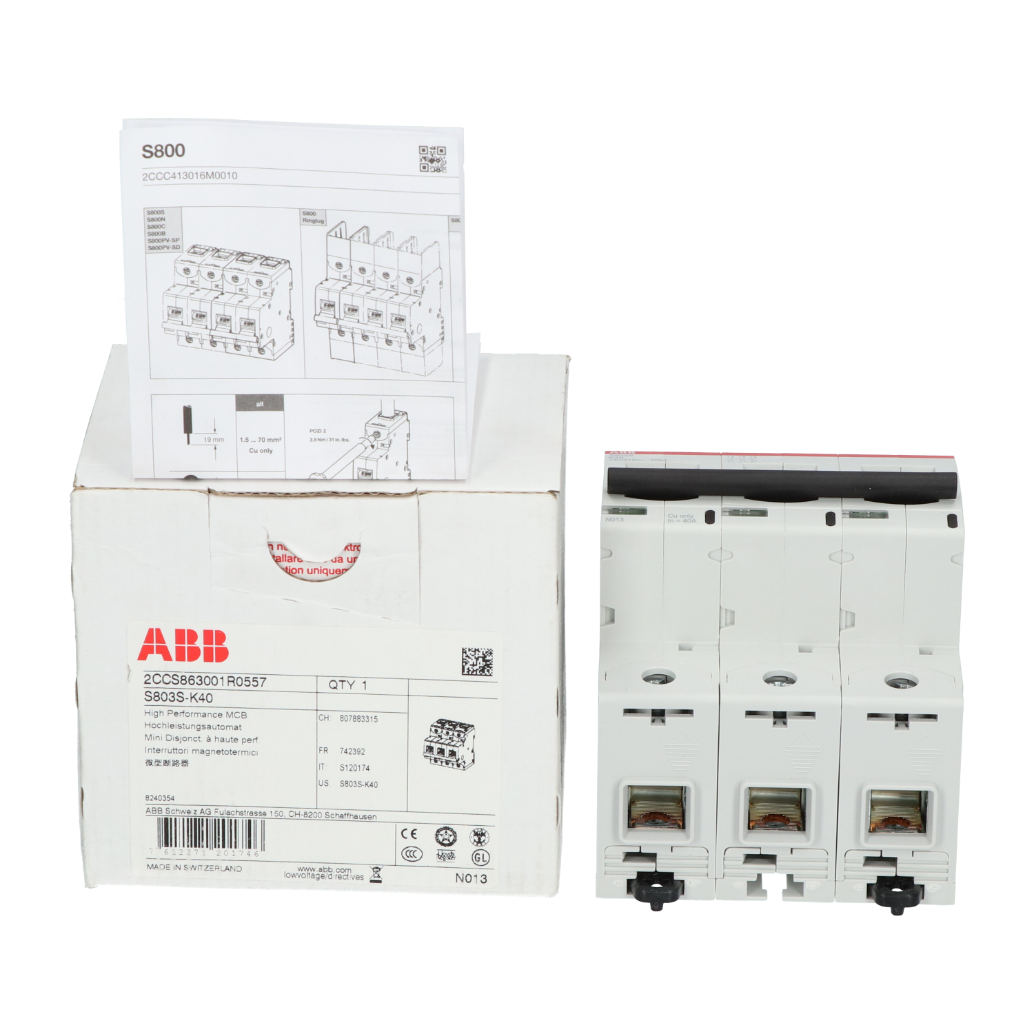 Abb 2CCS863001R0557 Miniature Circuit Breaker 3P New NFP