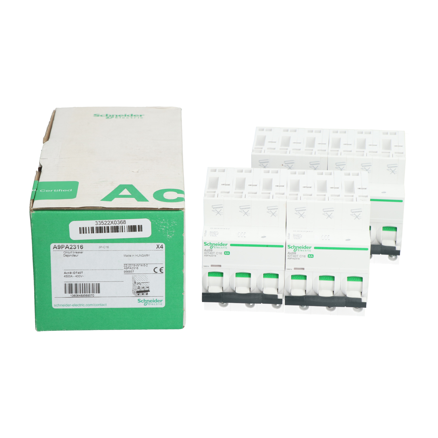 Schneider Electric A9PA2316 Acti9 iC40N 3P Micro Circuit Breaker New NFP (4pcs)