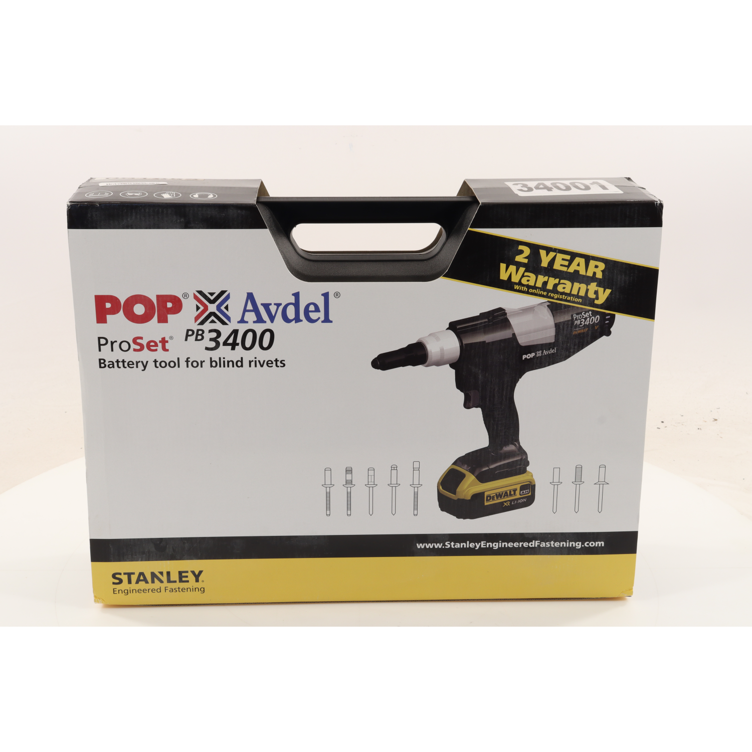 Stanley PB3400-QW1821 PB3400 Rivet Tool incl. 18V 4.0Ah Batt/Chrg New NFP Sealed