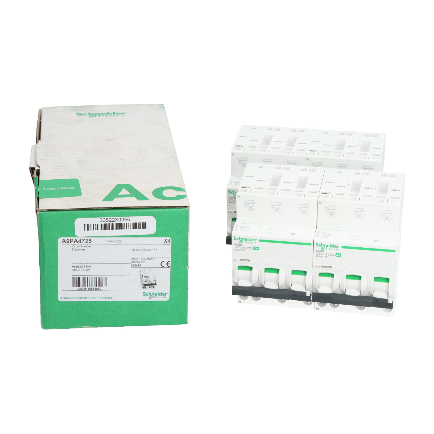 Schneider Electric A9PA4725 Acti9 iDT40N 3P+N Circuit Breaker New NFP (4pcs)