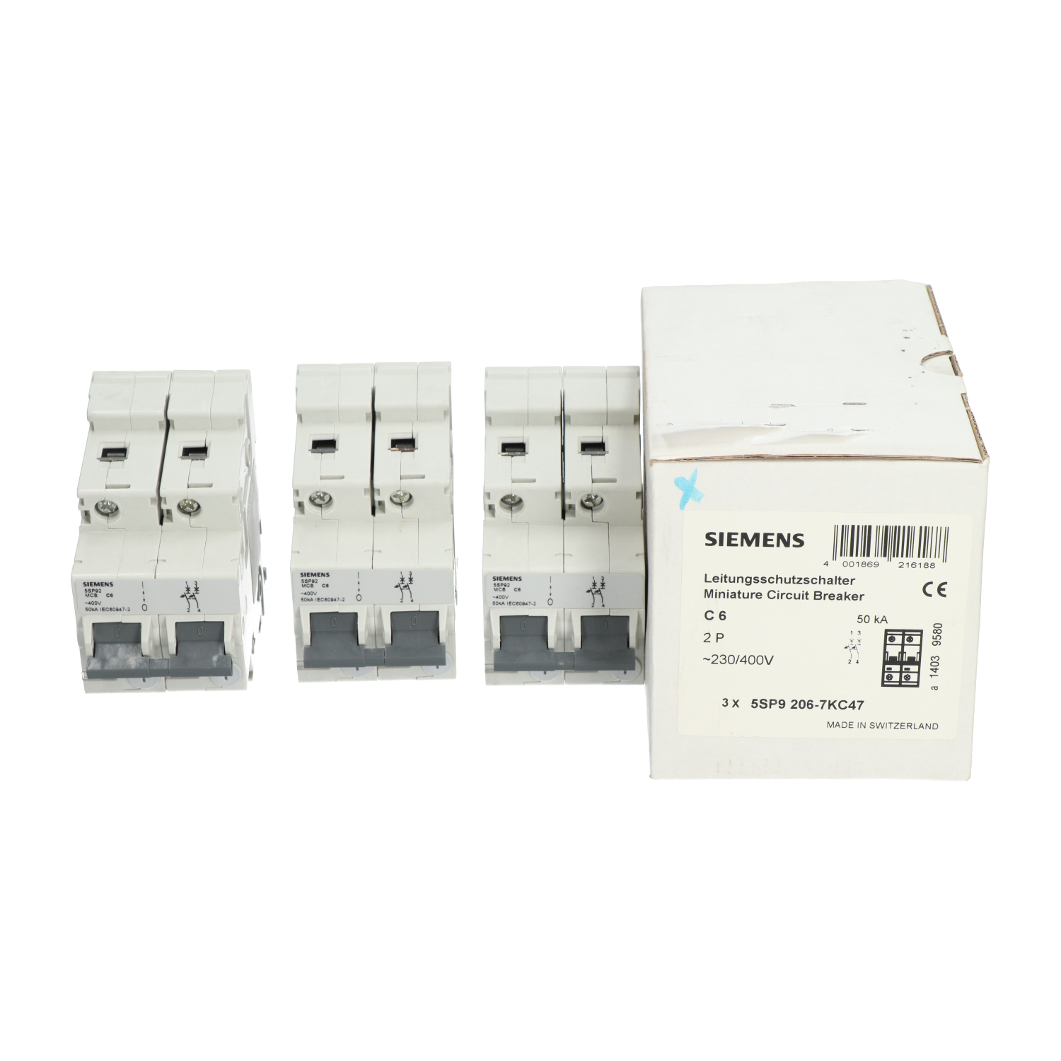 Siemens 5SP9206-7KC47 Miniature Circuit Breaker 2P New NFP (3pcs)