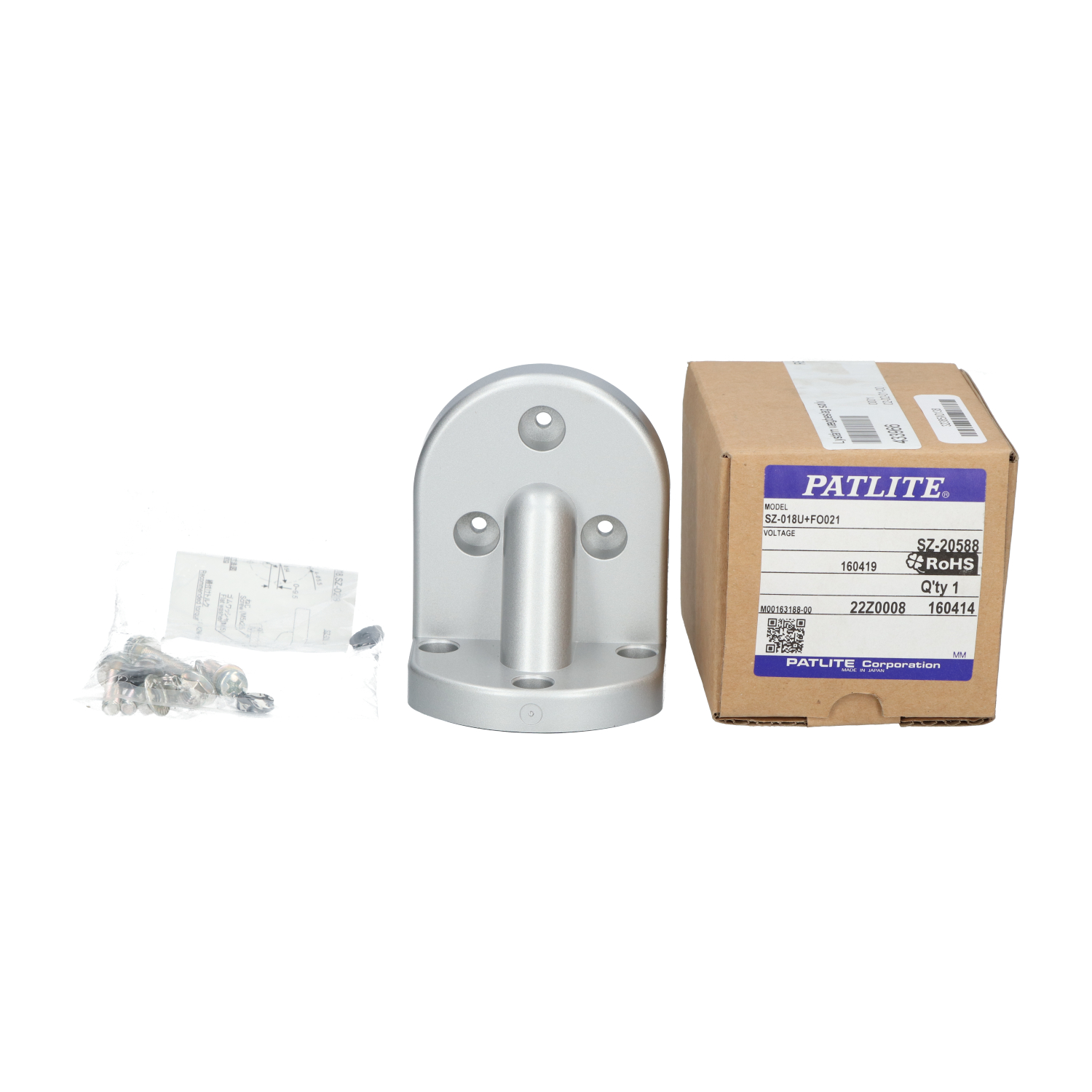 Patlite SZ-018U+FO021 Bracket, Wall Mount, Silver New NFP