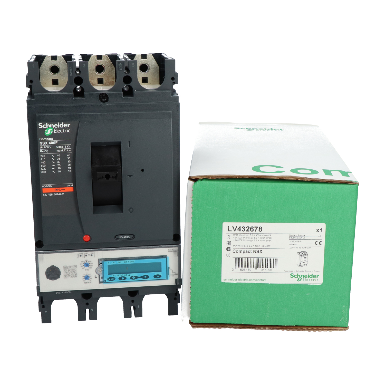 Schneider Electric LV432678 ComPact NSX400F 3P Breaker, MicroLogic 5.3 A New NFP