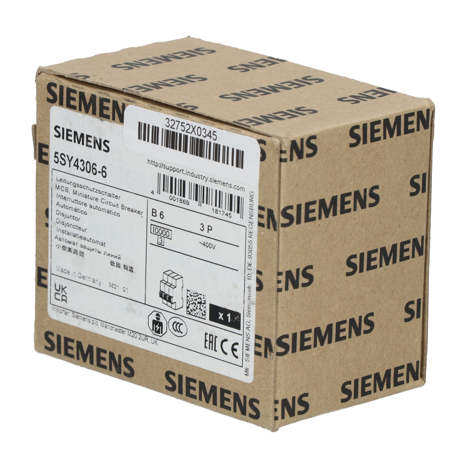 Siemens 5SY4306-6 Miniature Circuit Breaker 3P New NFP Sealed