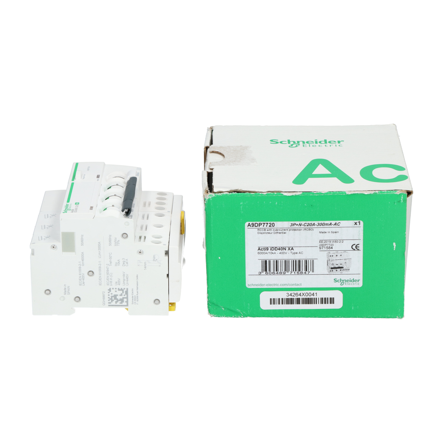 Schneider Electric A9DP7720 Residual Current Breaker 3P+N New NFP