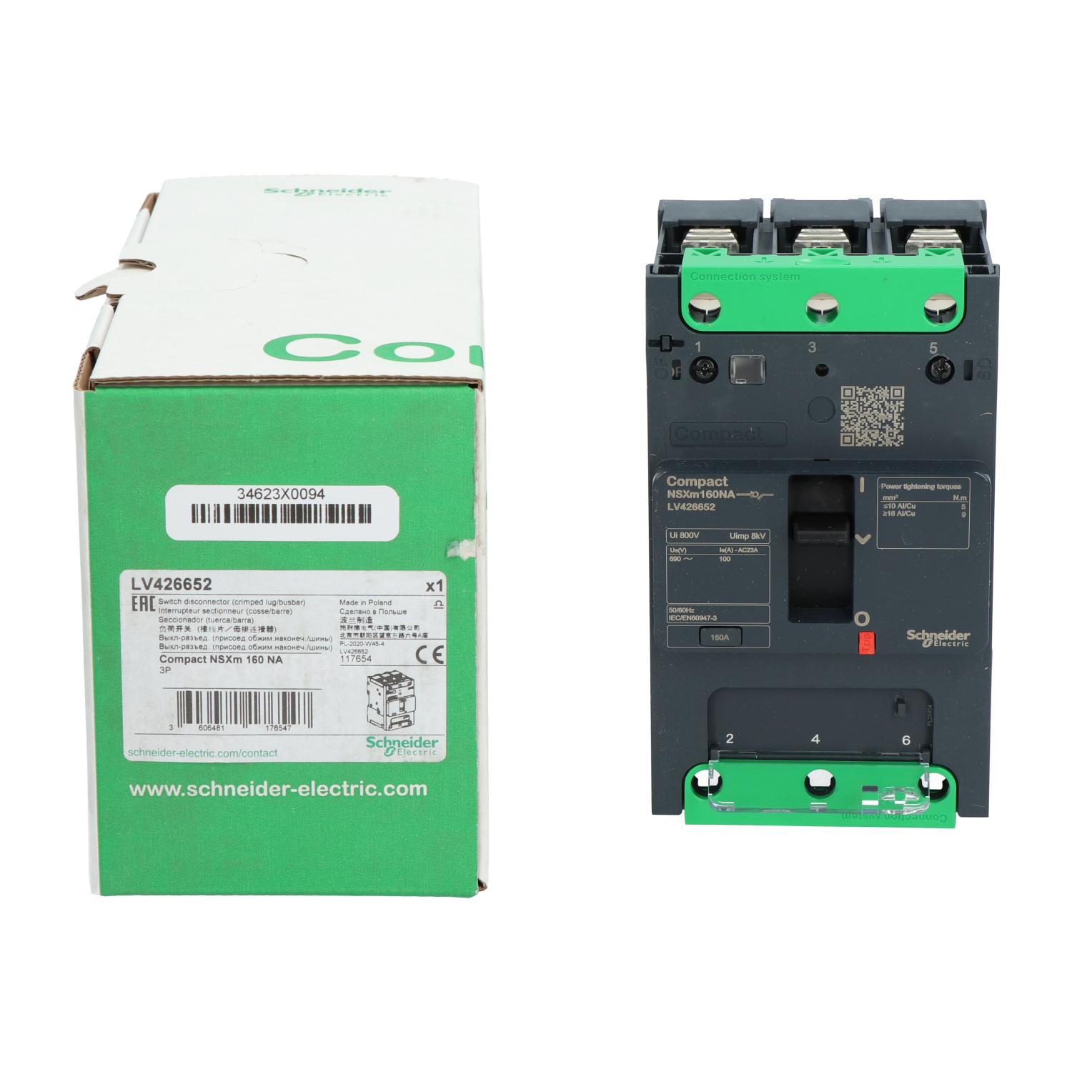 Schneider Electric LV426652 ComPact NSXm 3P Circuit Breaker New NFP