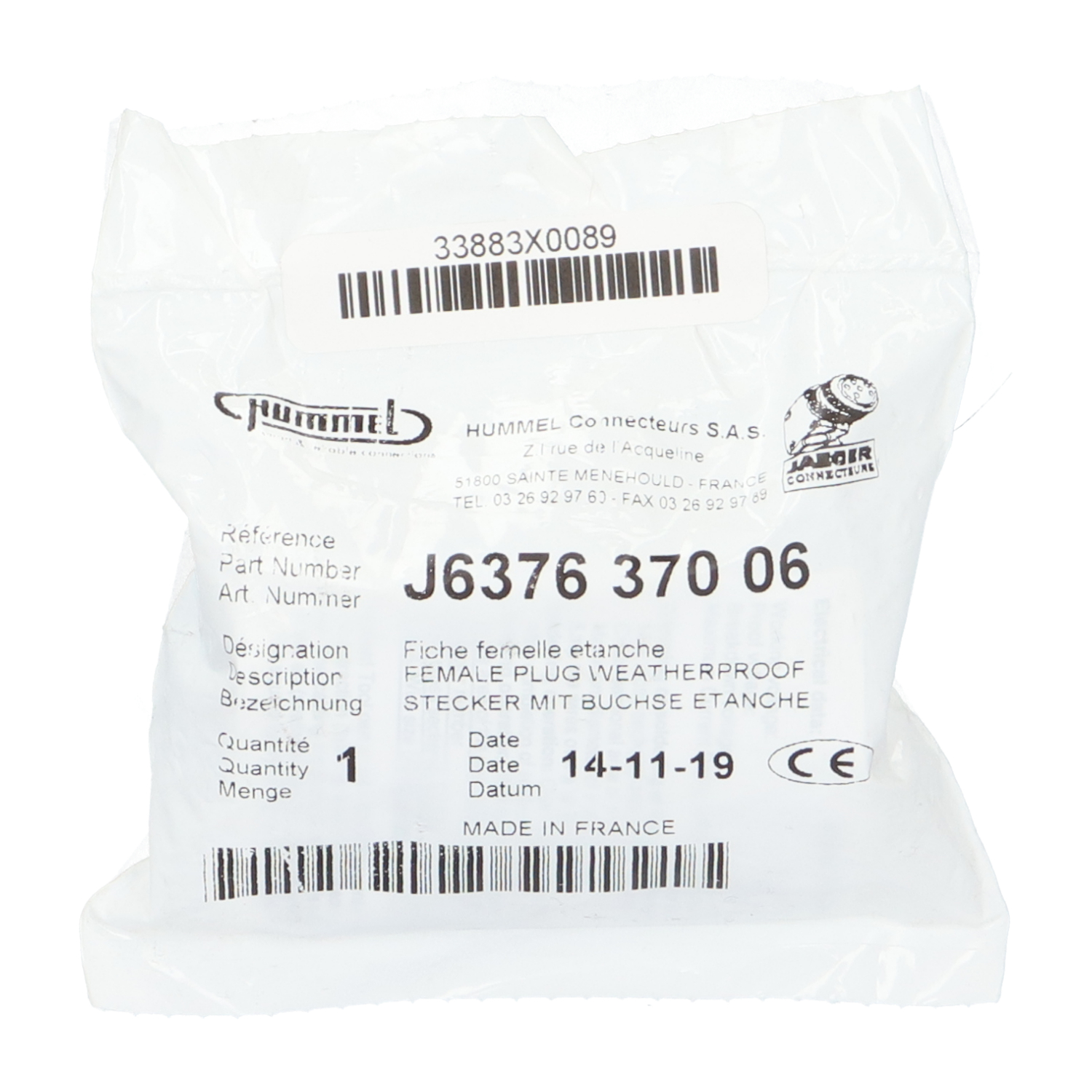 Hummel J637637006 Female Plug New NFP Sealed