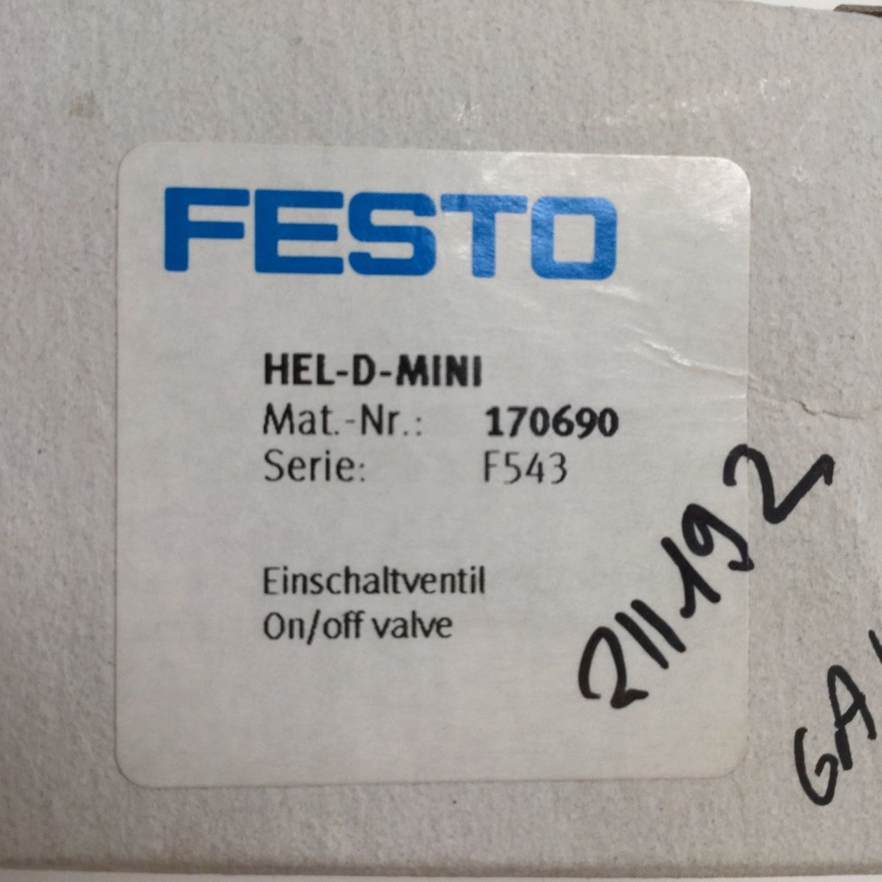 Festo Hel-d-mini On Off Valve 3-16 Bar Einschaltventil Soft-start New Nfp