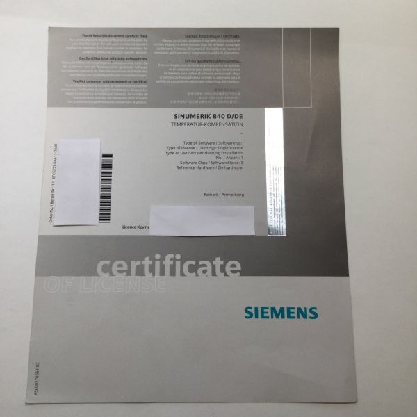 Siemens 6FC5251-0AA13-0AA0 Sinumerik License only 840 D/DE New NMP