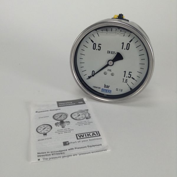 Wika 9163522 Pressure gauge 233.50.100 meter 0 to 1.6 bar G1/2B New NFP