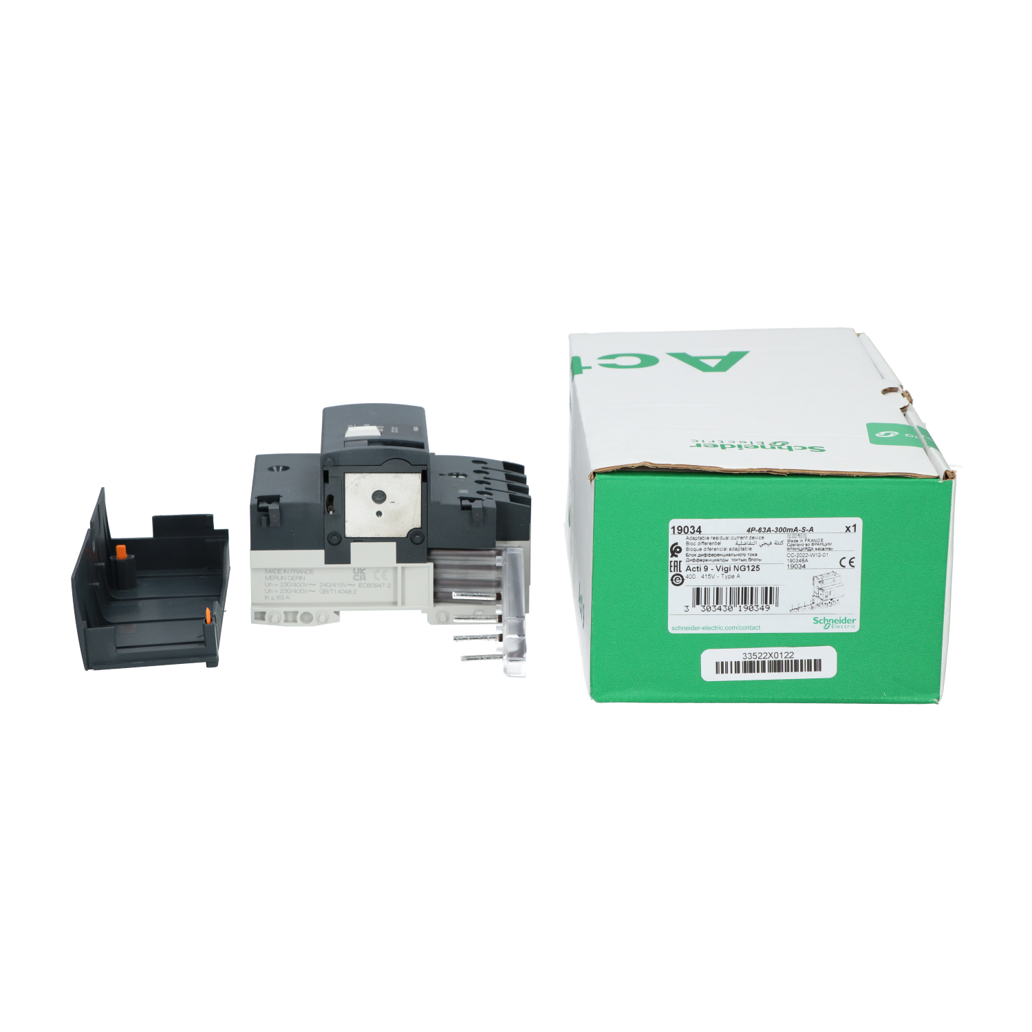 Schneider Electric 19034 Acti9 Vigi NG125 4P Earth Leakage Add-on Block New NFP