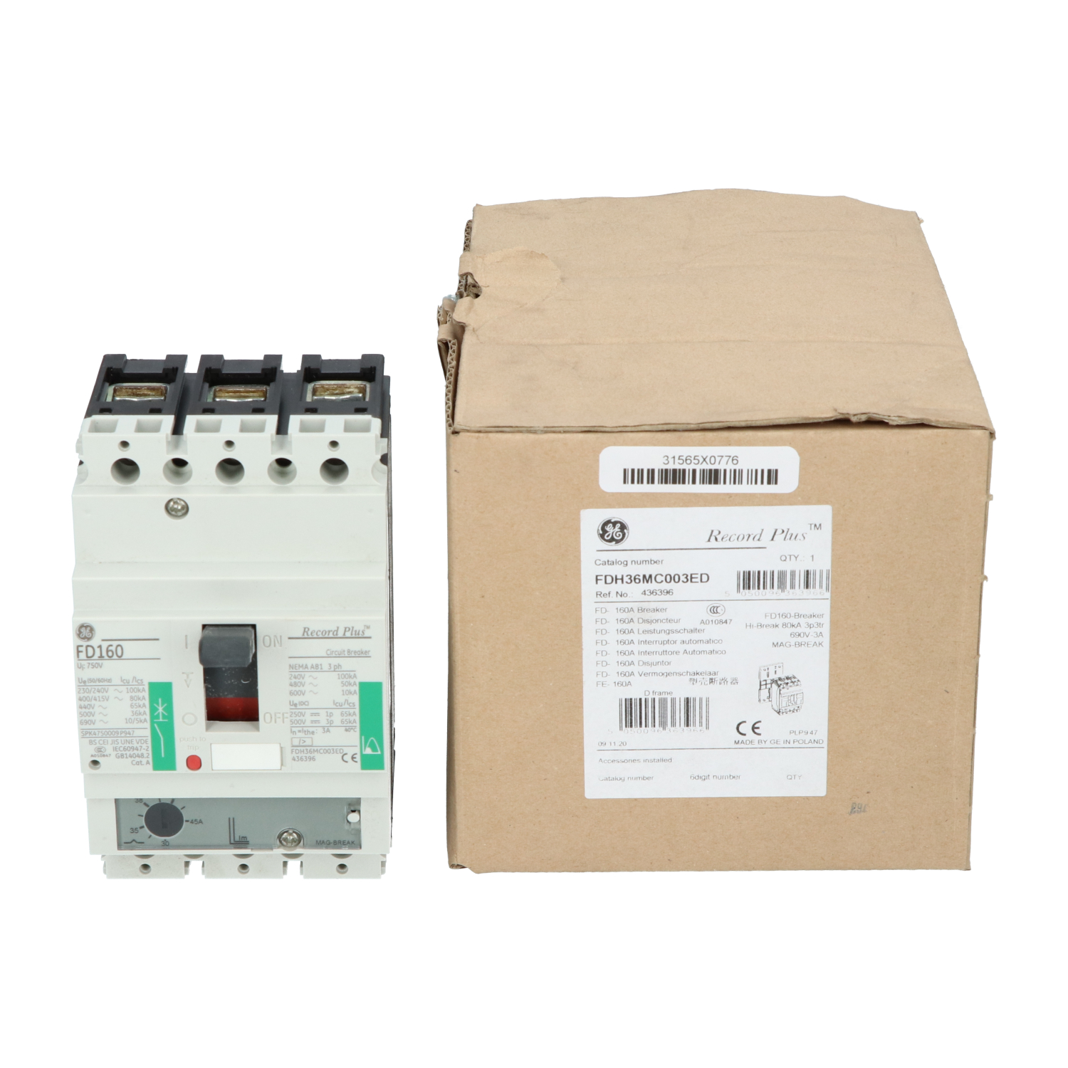 Neutral FDH36MC003ED Moulded Case Circuit Breaker New NFP