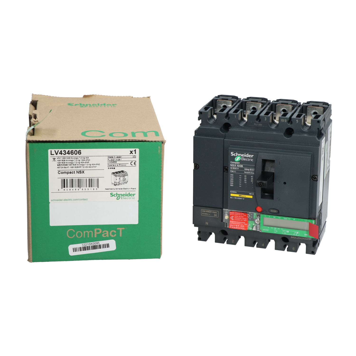 Schneider Electric LV434606 4P4T NSX100B Circuit Breaker 4P New NFP