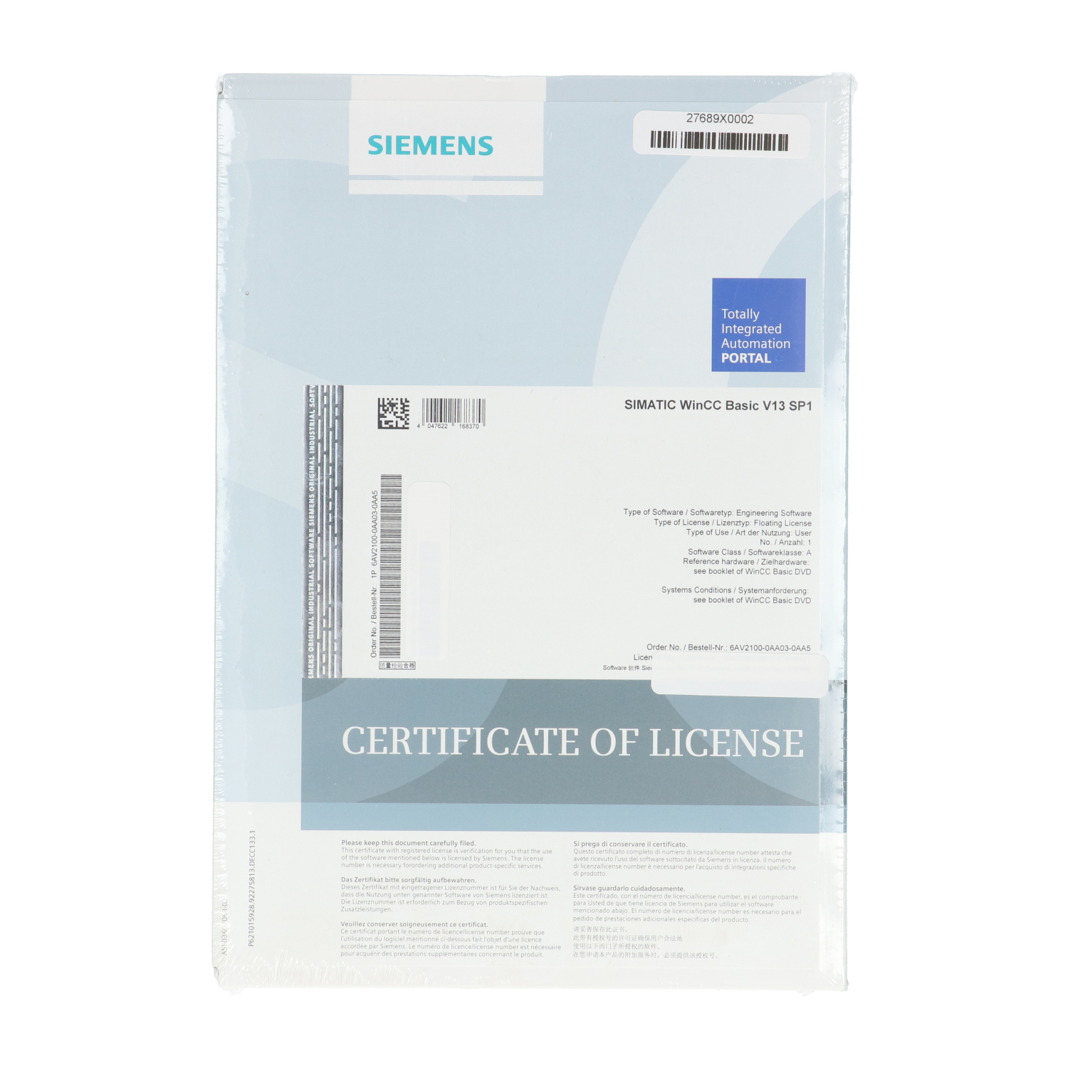 Siemens 6AV2100-0AA06-0AA5 Simatic WinCC Basic V13 SP1 New NFP Sealed